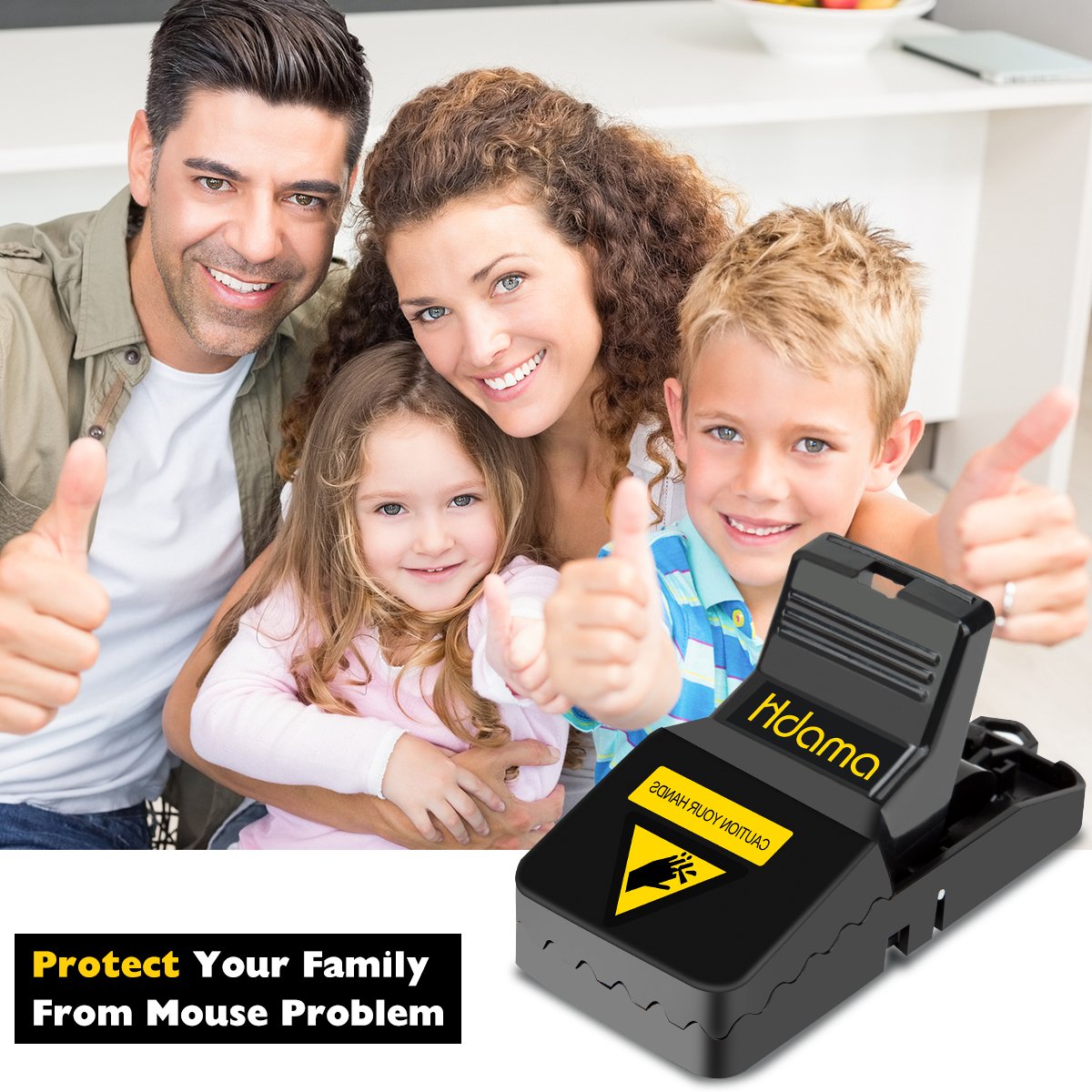 Hdama Mouse Trap with removable bait cup enables clean baiting.
