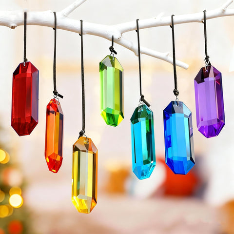HDCRYSTALGIFTS 7pcs crystal suncatcher prisms brighten windows with rainbow light in sunlight