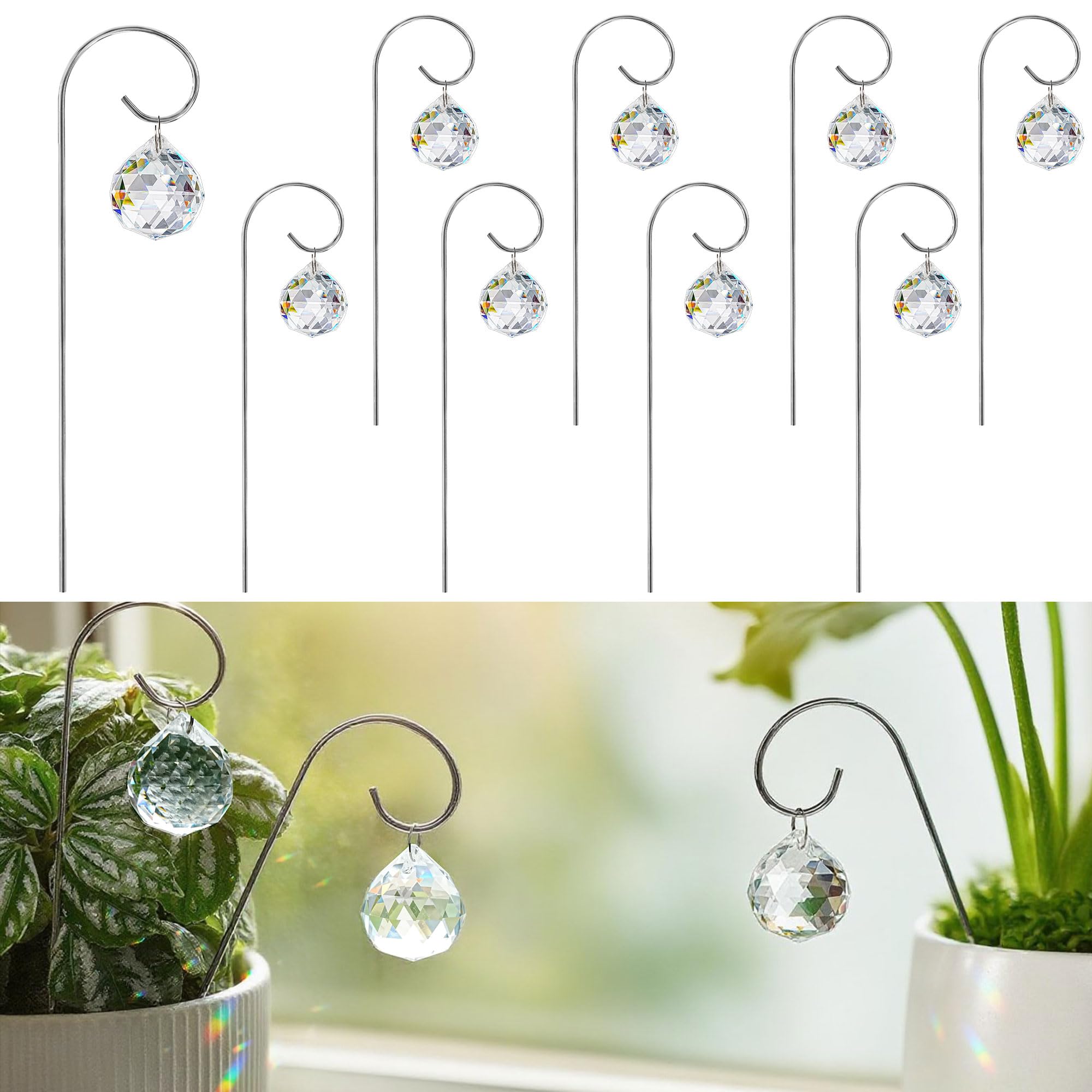HDCRYSTALGIFTS crystal ball prisms casting rainbow light on a sunny window