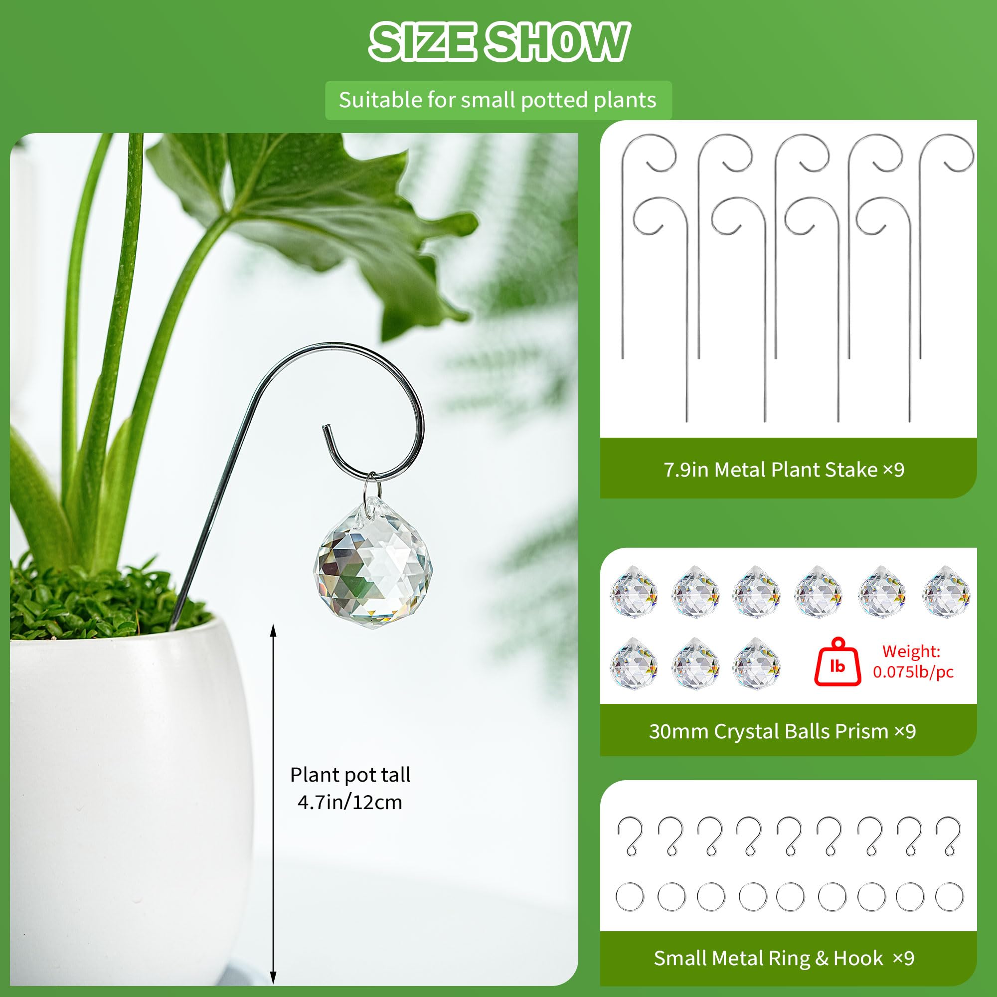 HDCRYSTALGIFTS crystal ball prisms sparkling above a potted plant