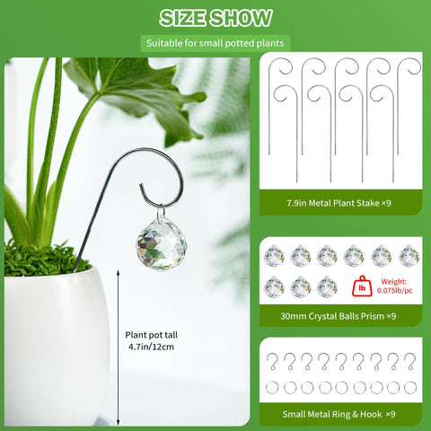 HDCRYSTALGIFTS crystal ball prisms sparkling above a potted plant