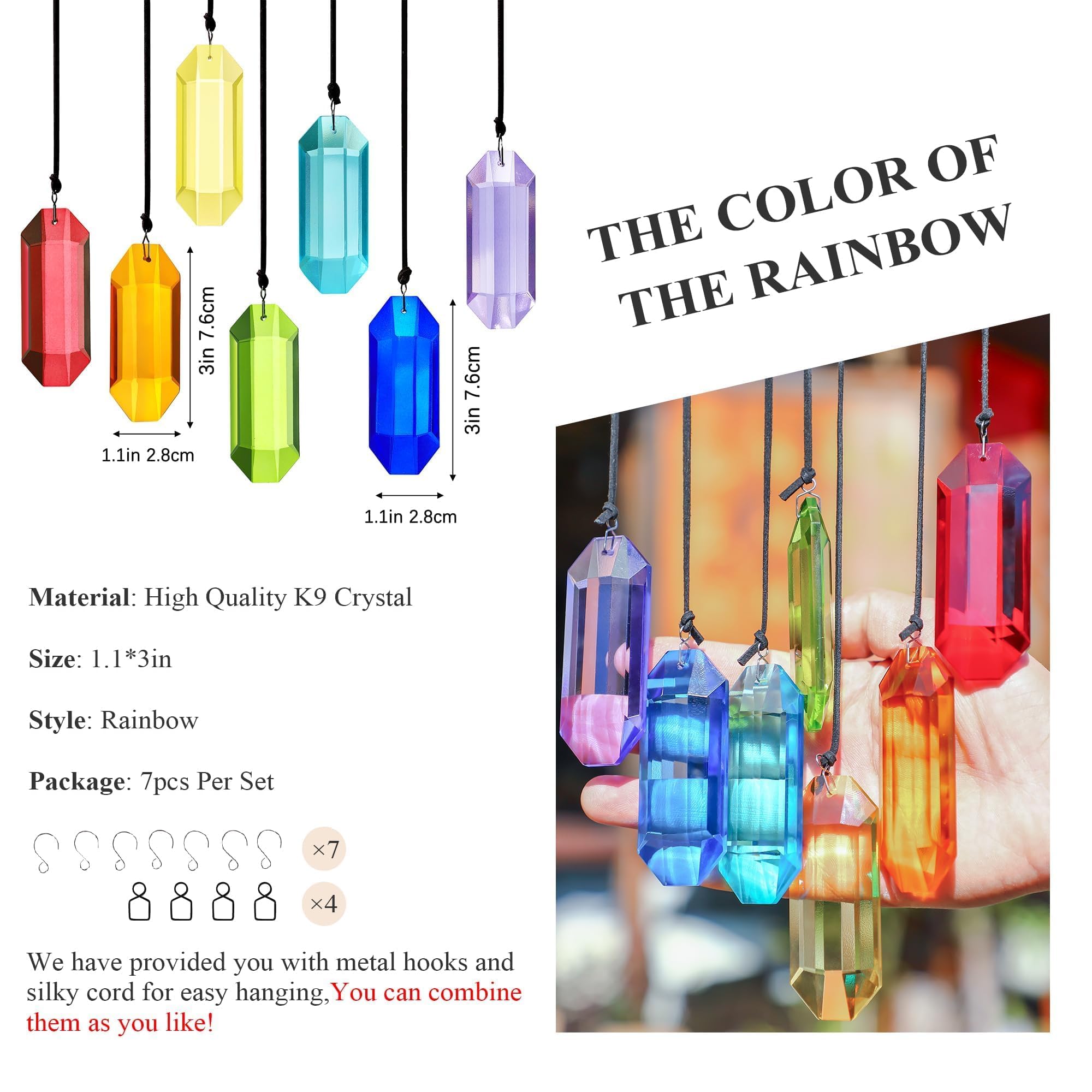 HDCRYSTALGIFTS rainbow-color prisms glow in sun, creating lively rainbow reflections for home decor