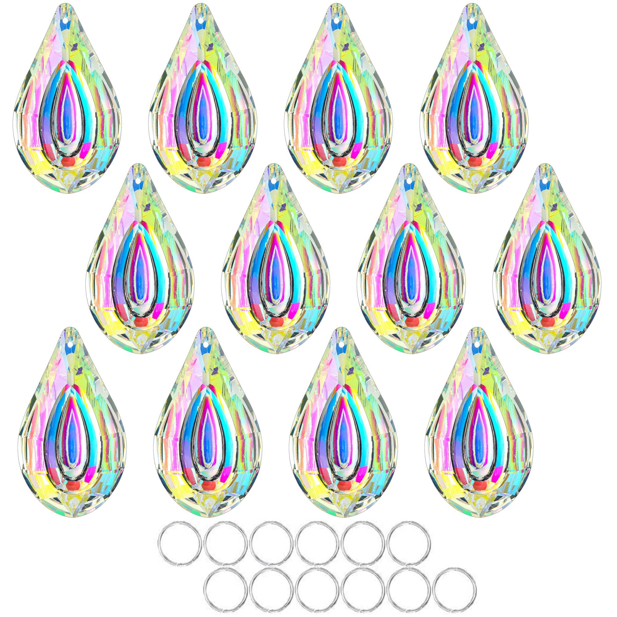 HDCRYSTALGIFTS 12pcs suncatcher prisms spark sunlight into vibrant rainbows