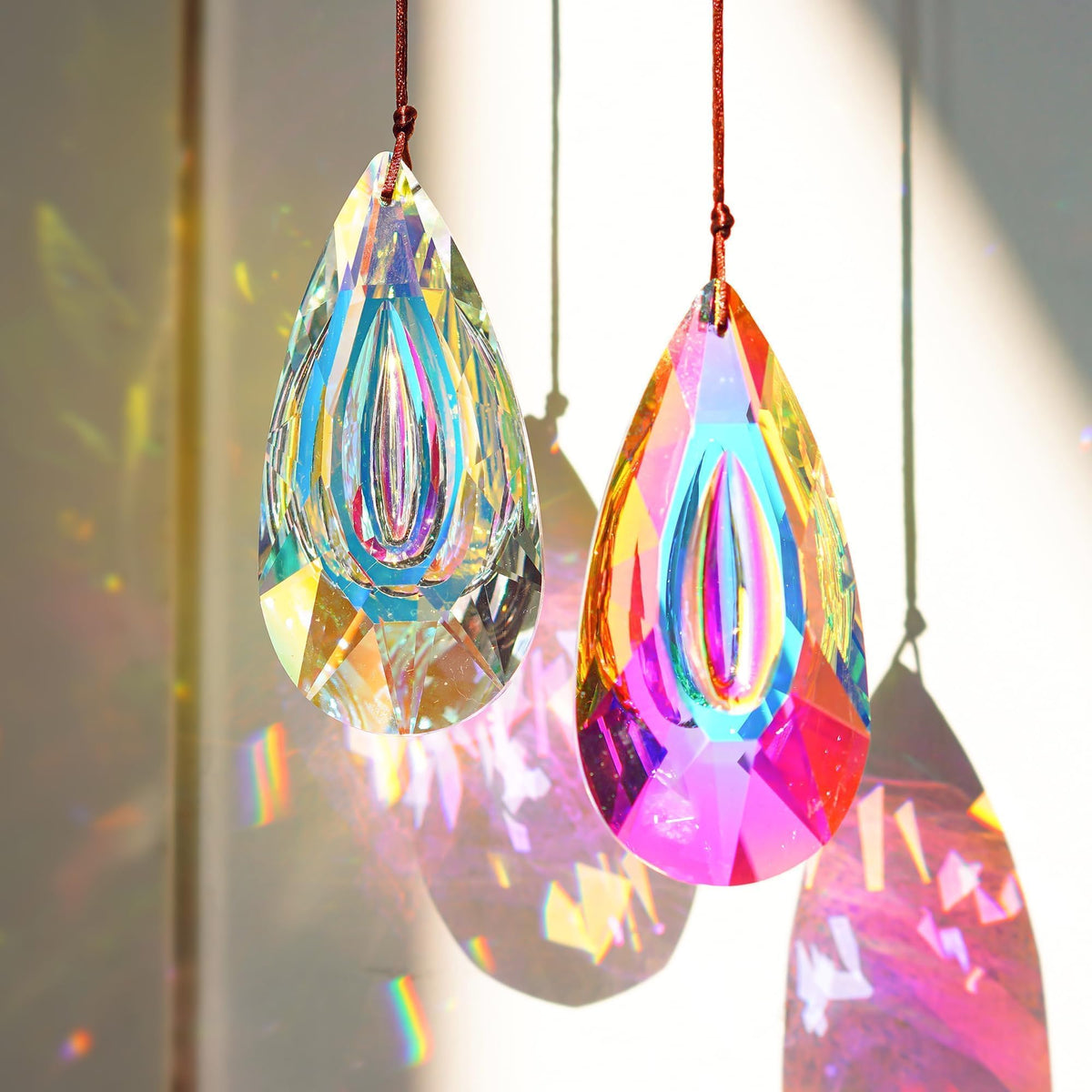 HDCRYSTALGIFTS 89mm prism hanging creates vivid rainbows in windows