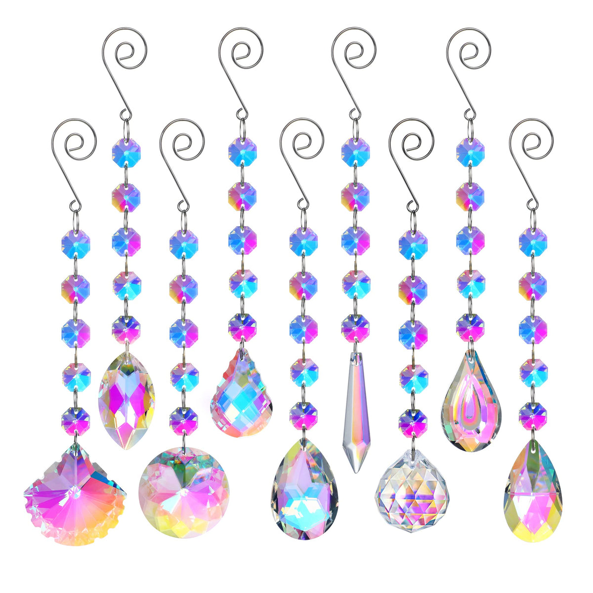 HDCRYSTALGIFTS 9-pack crystal prisms sun catchers brighten windows with rainbow light