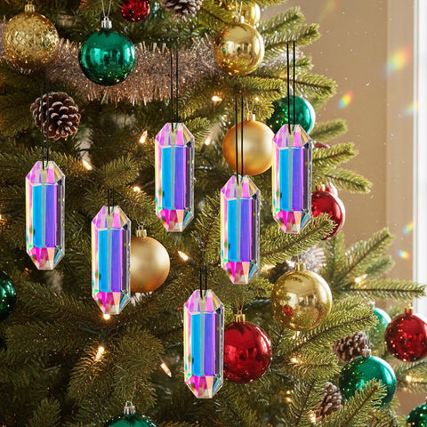 HDCRYSTALGIFTS AB-colors hexagon sun catcher shimmers in sun