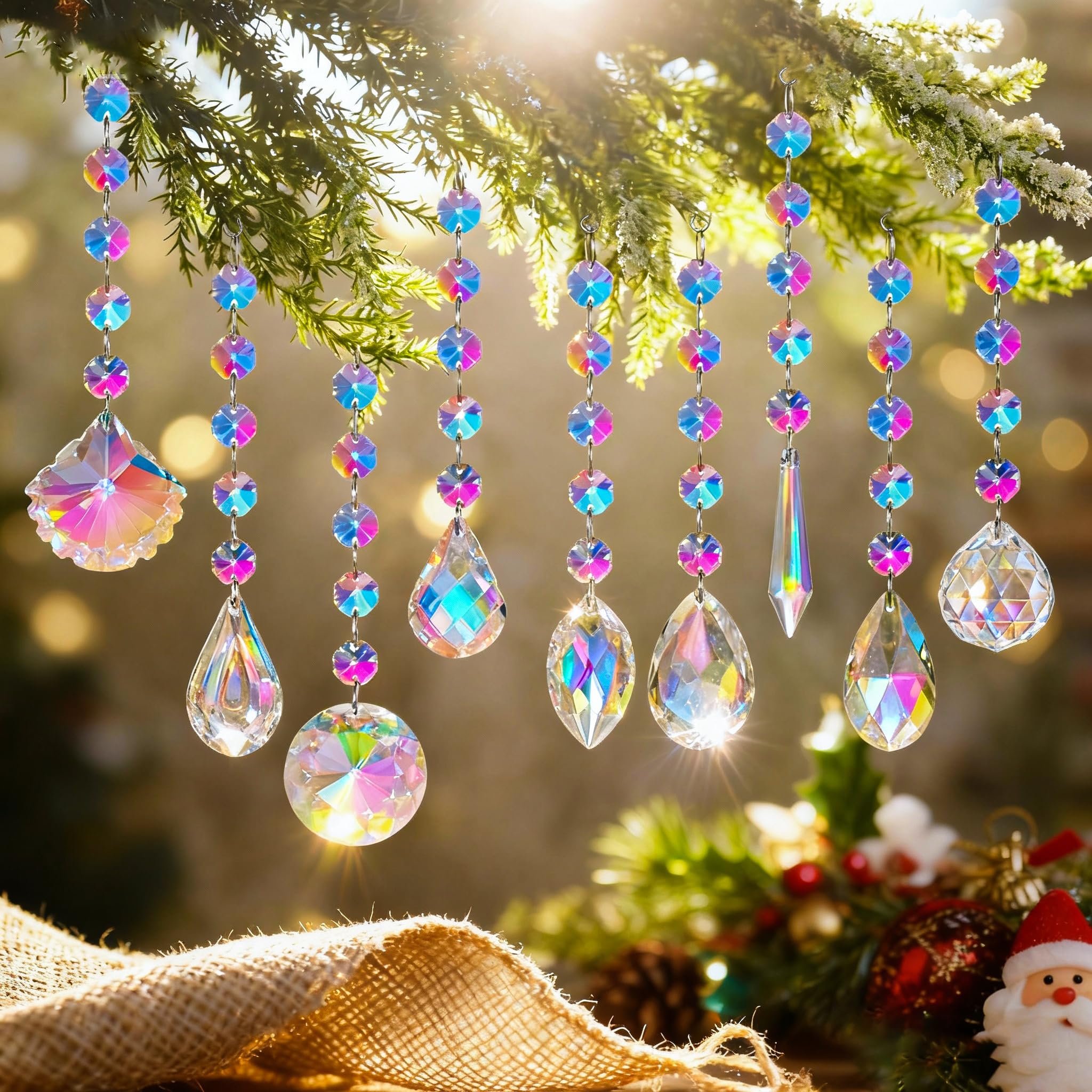 HDCRYSTALGIFTS rainbow reflections from prisms illuminate rooms softly