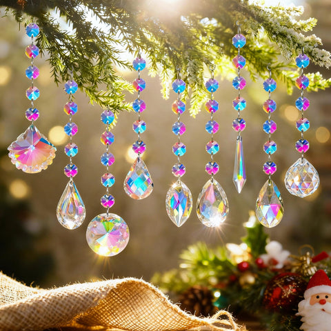 HDCRYSTALGIFTS rainbow reflections from prisms illuminate rooms softly