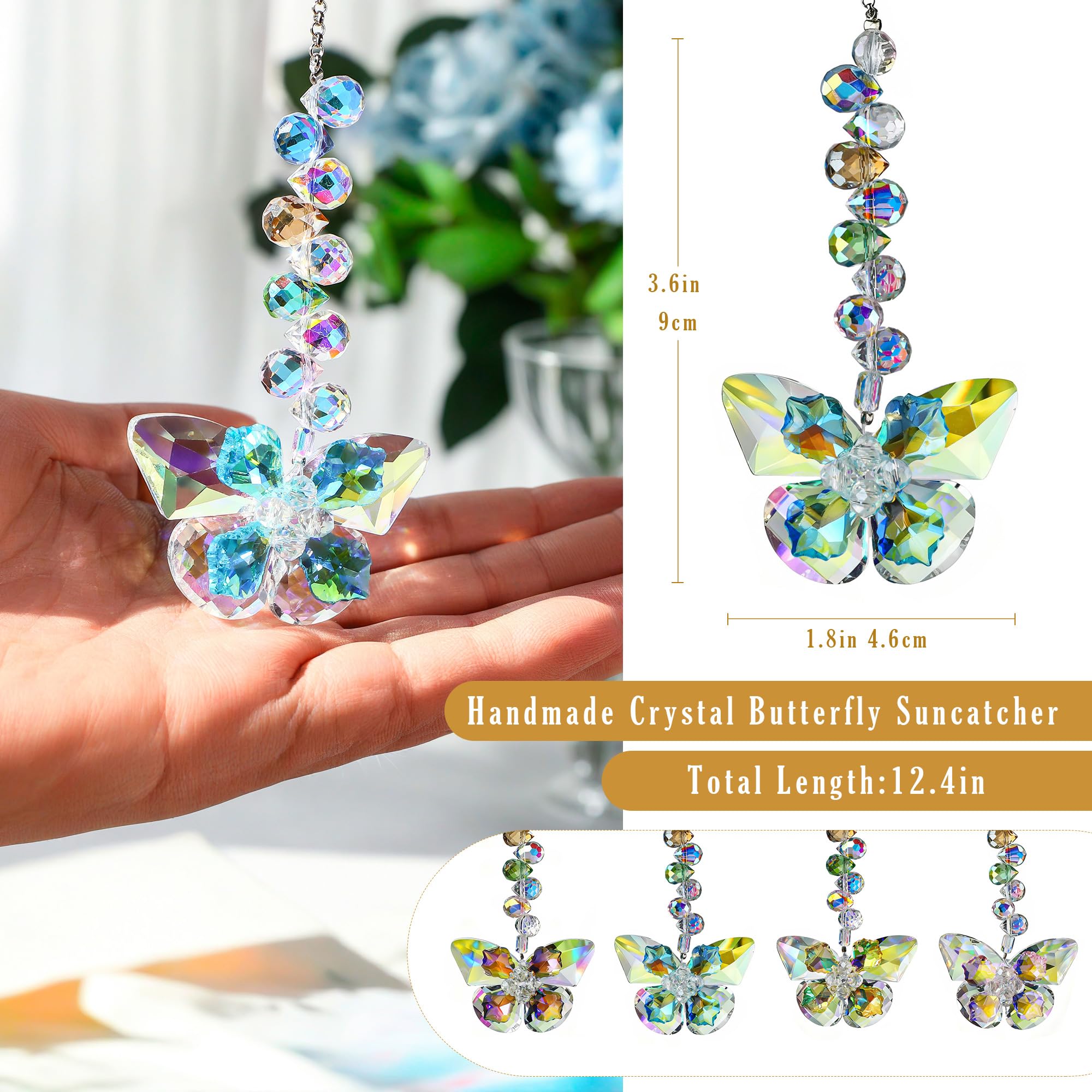 HDCRYSTALGIFTS butterfly suncatchers brighten outdoor patios with prism light.