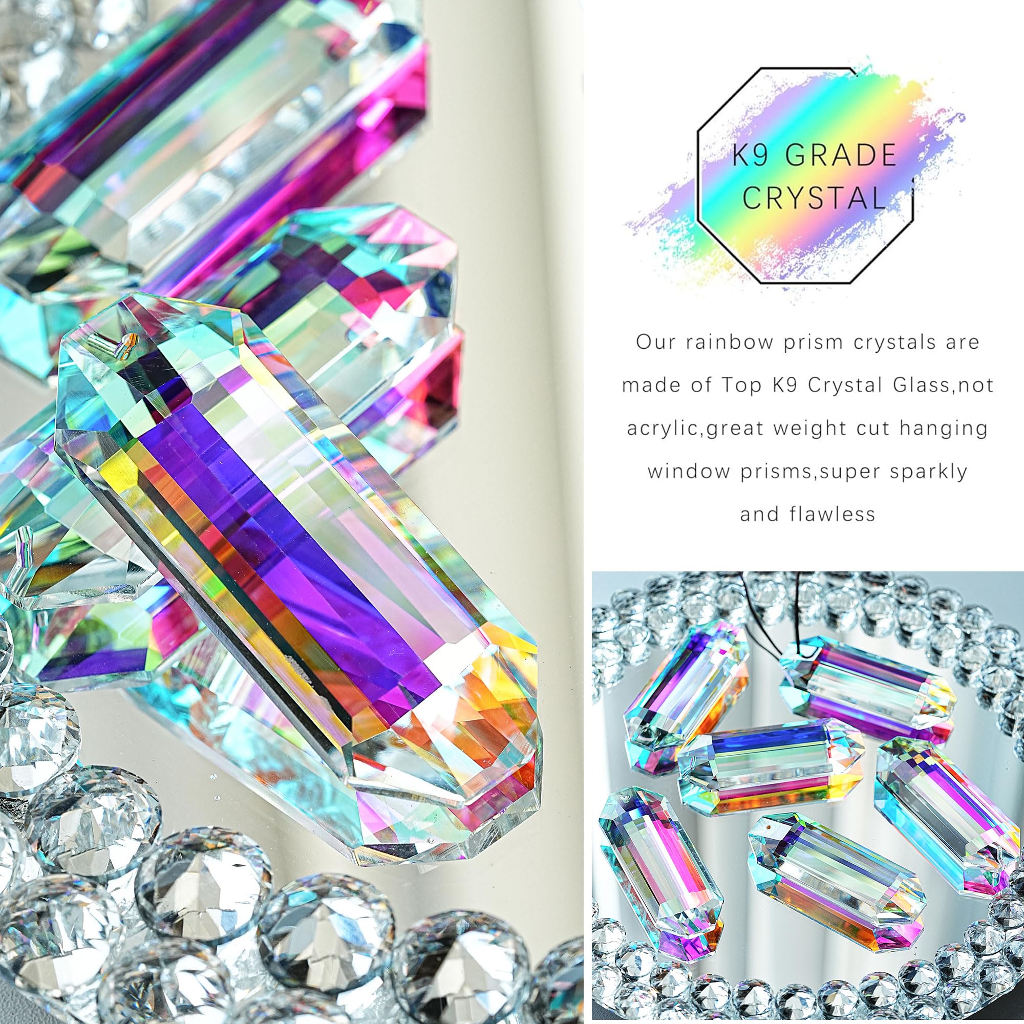 HDCRYSTALGIFTS car charm crystal prism adds colorful flair