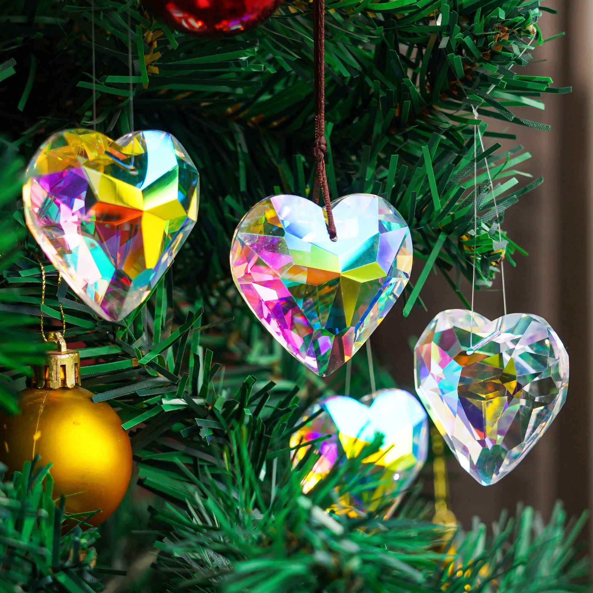 HDCRYSTALGIFTS crystal heart on car rearview mirror for subtle sparkle