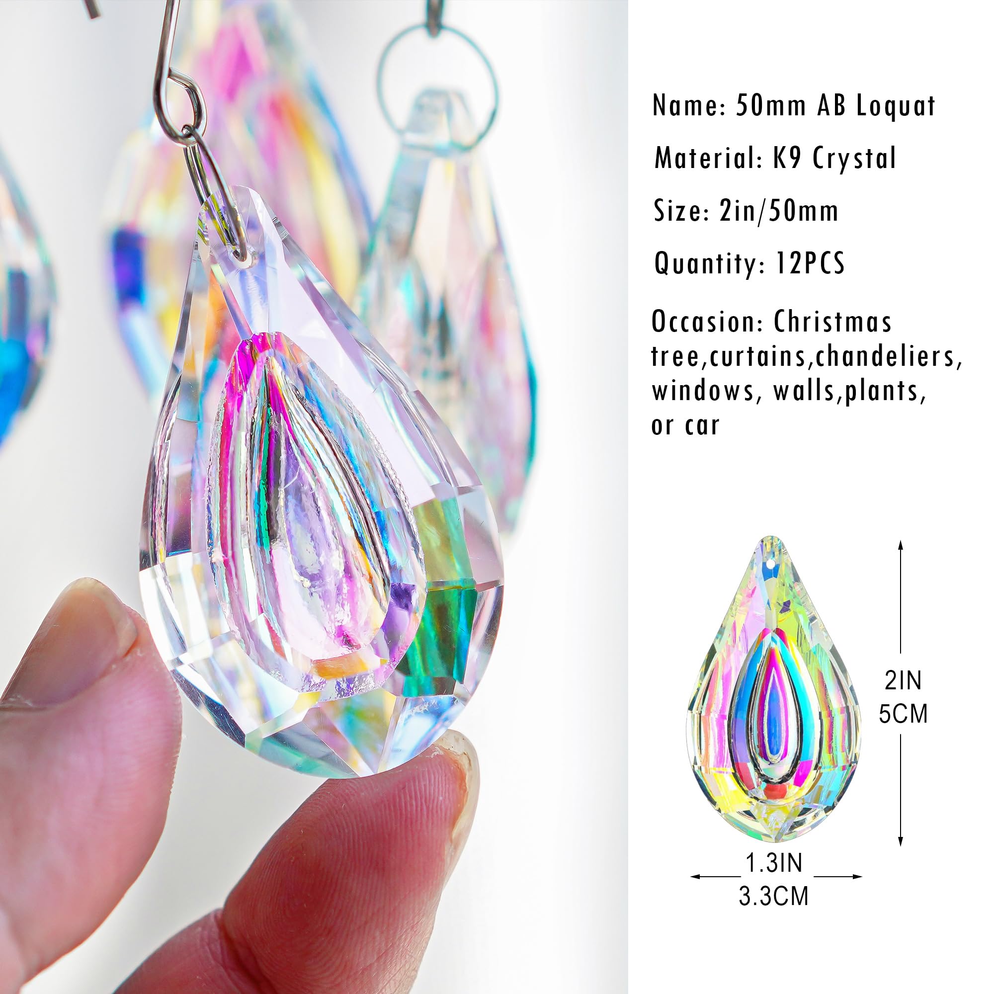 HDCRYSTALGIFTS Chandelier prisms 50mm drops offer indoor/outdoor versatility