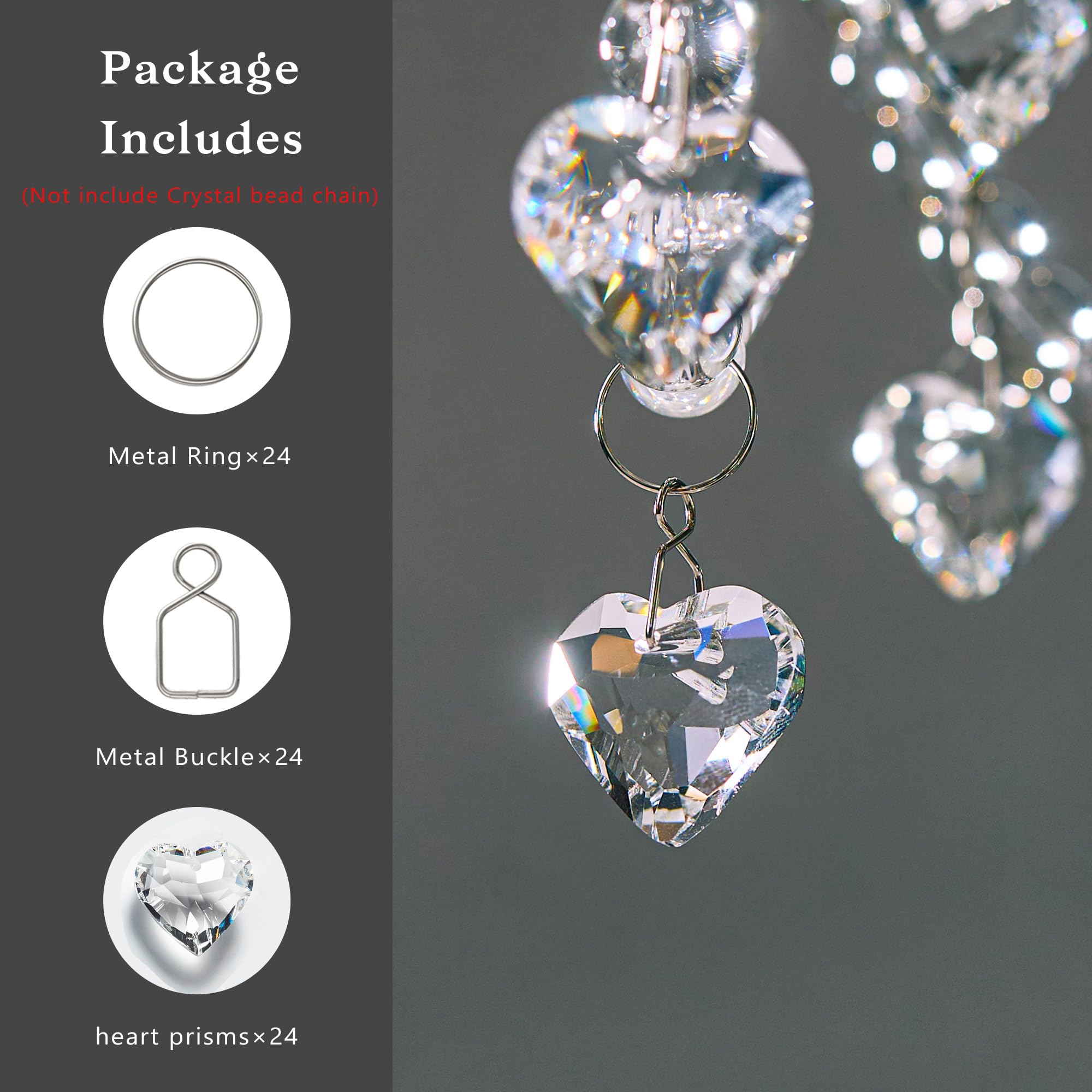 HDCRYSTALGIFTS clear crystal heart beads 20mm ideal for windows