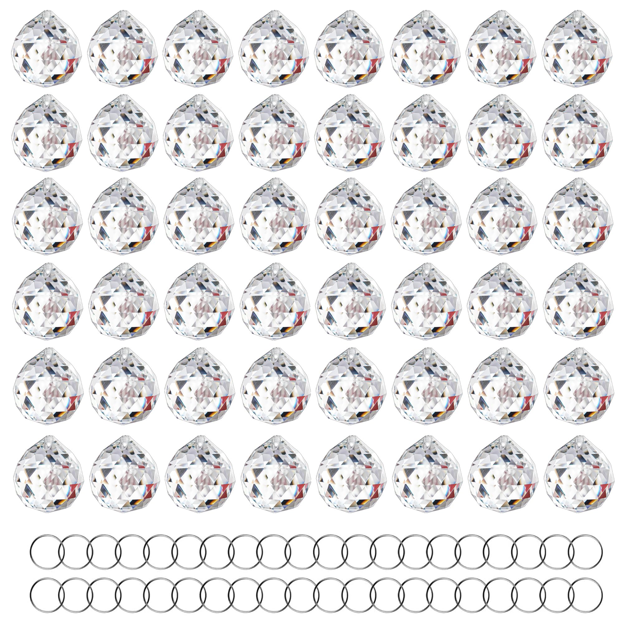 HDCRYSTALGIFTS clear faceted crystal ball 1-2 inch creates sparkling rainbows in windows.
