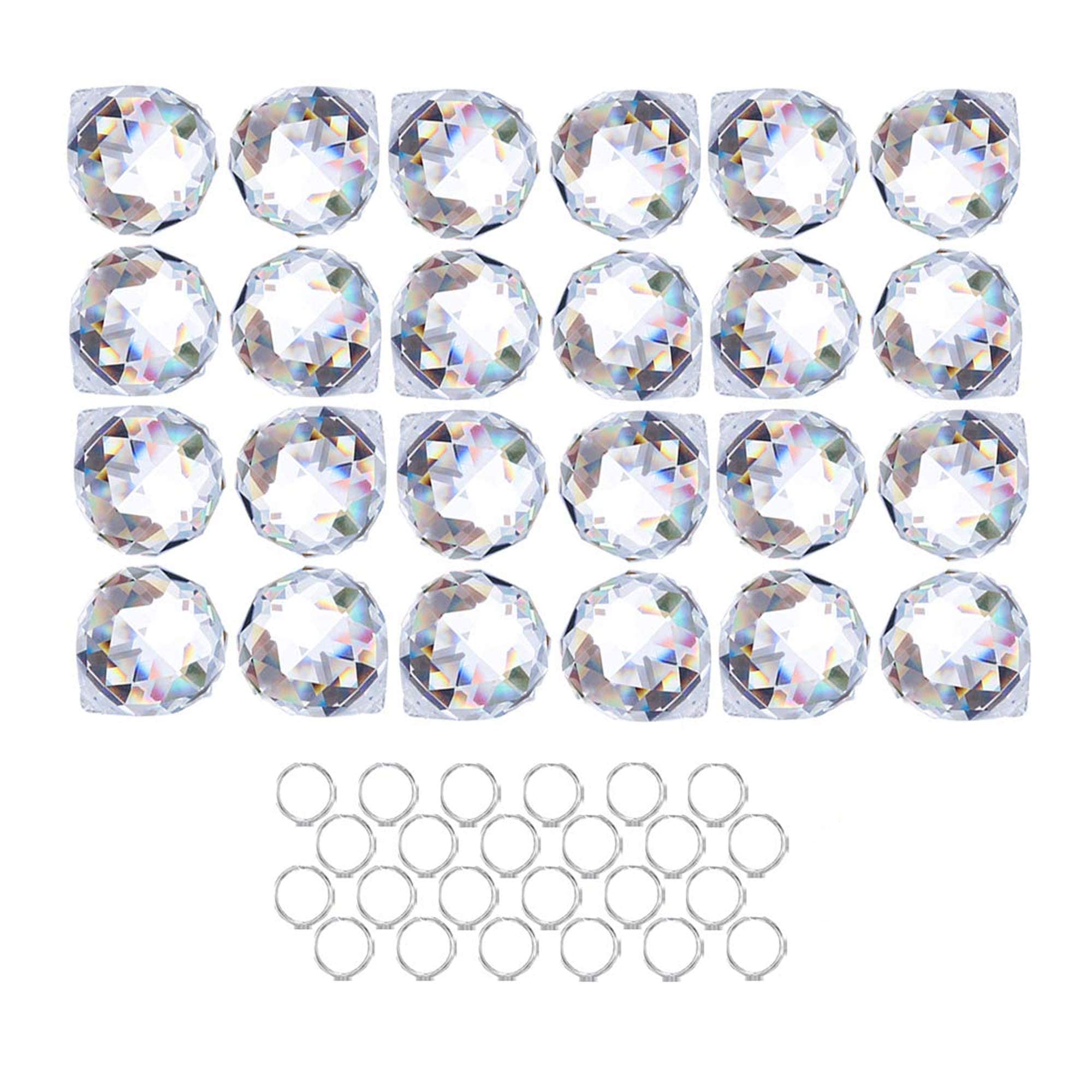 HDCRYSTALGIFTS crystal ball prism captures sunlight and creates rainbow reflections in a window.