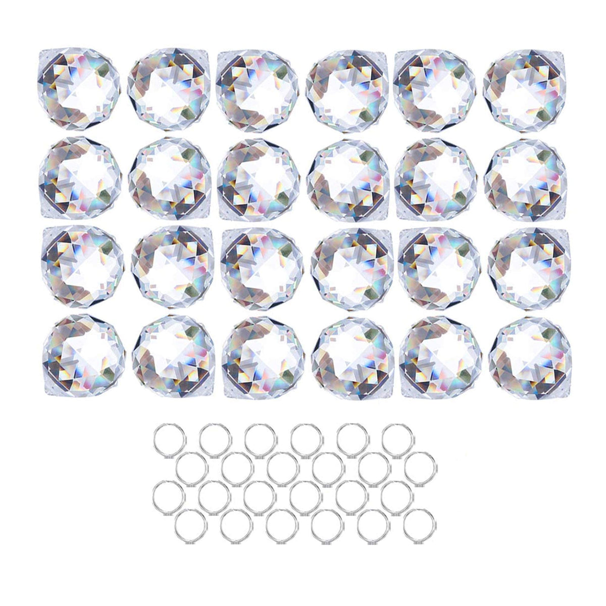 HDCRYSTALGIFTS crystal ball prism captures sunlight and creates rainbow reflections in a window.