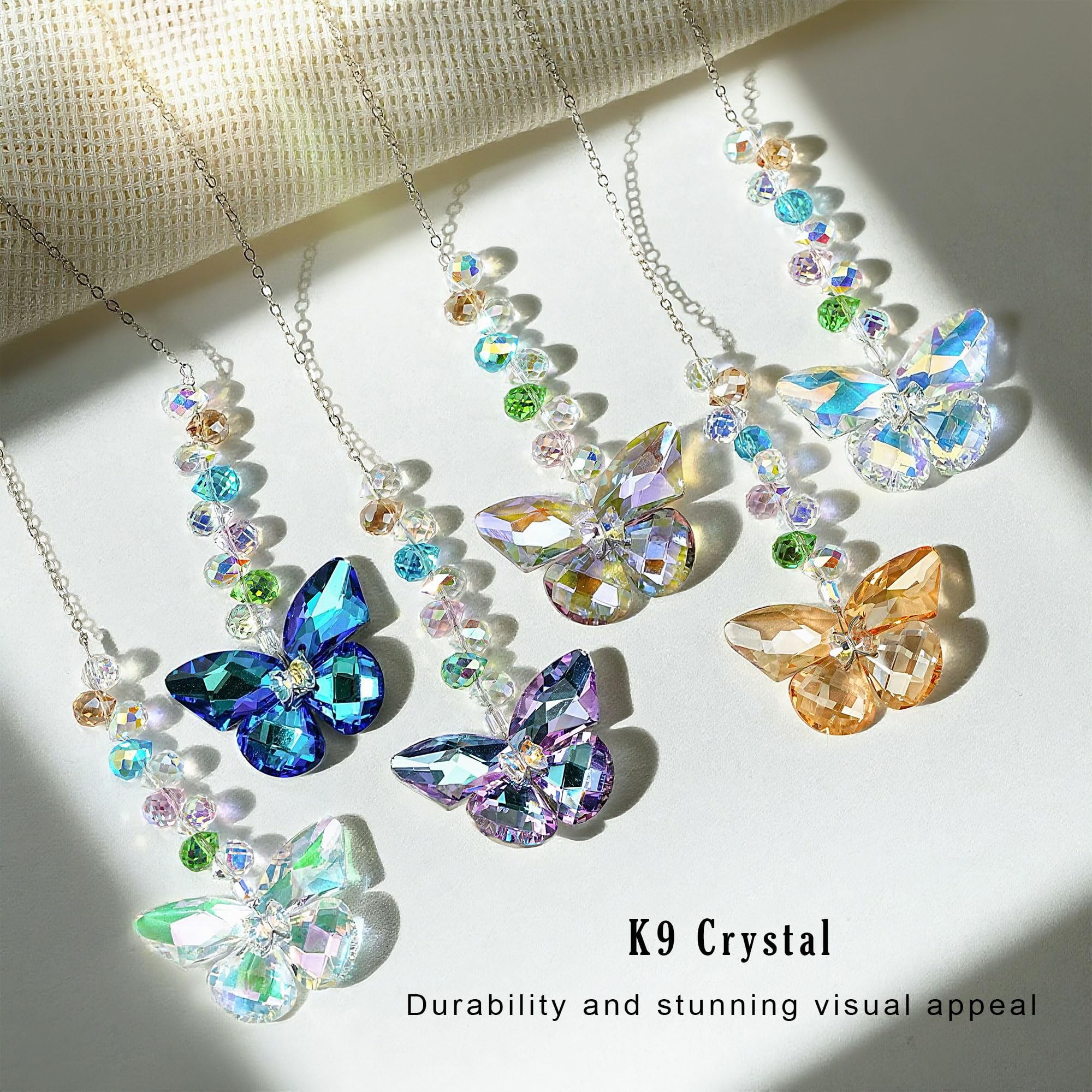 HDCRYSTALGIFTS crystal butterfly suncatcher blue crystal enhances cool daytime sparkle
