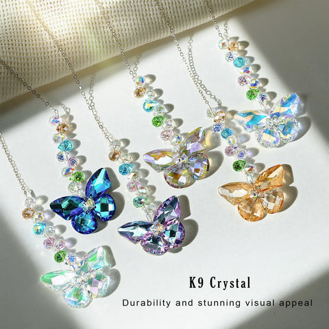 HDCRYSTALGIFTS crystal butterfly suncatcher blue crystal enhances cool daytime sparkle