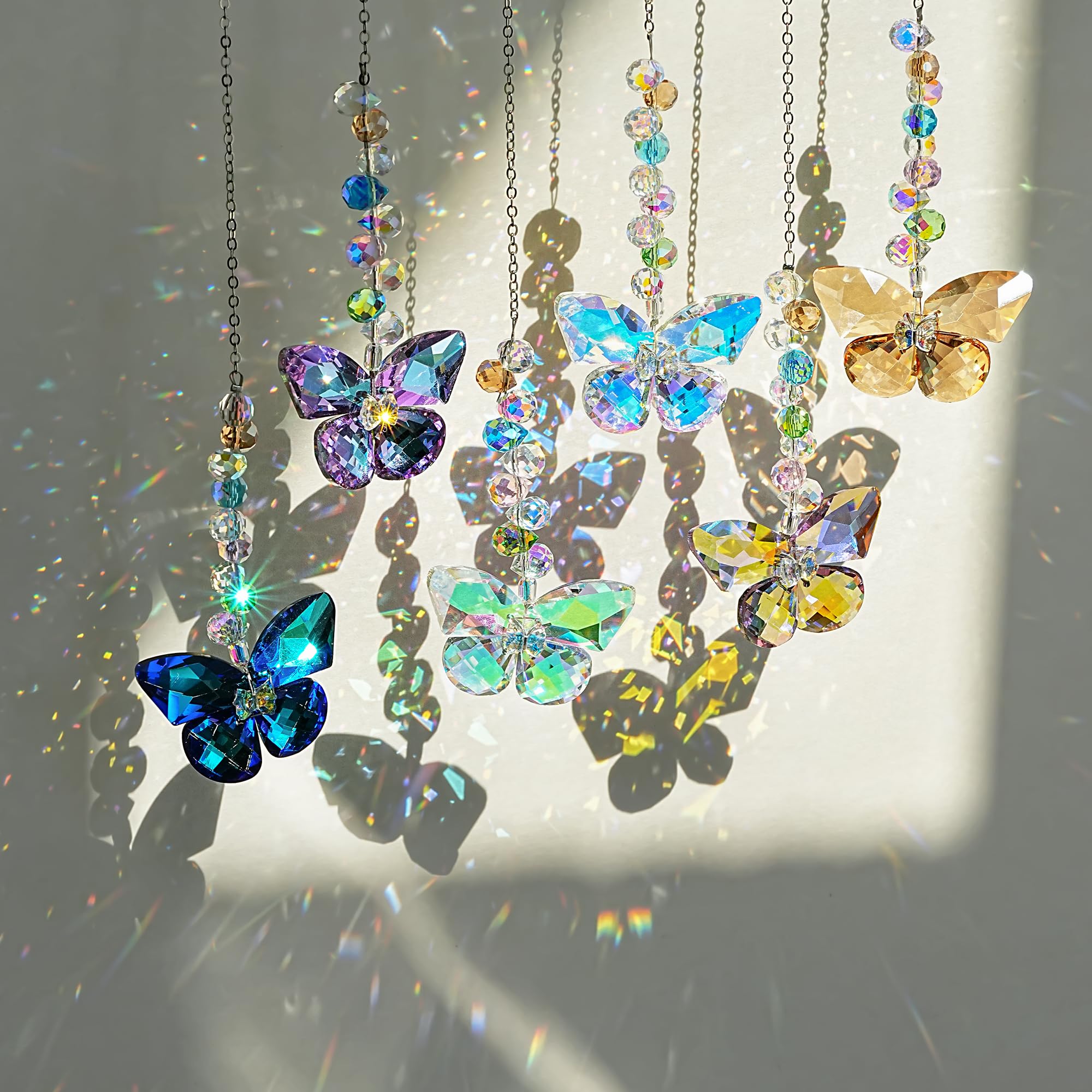 HDCRYSTALGIFTS crystal butterfly suncatcher green crystal fresh light for patios
