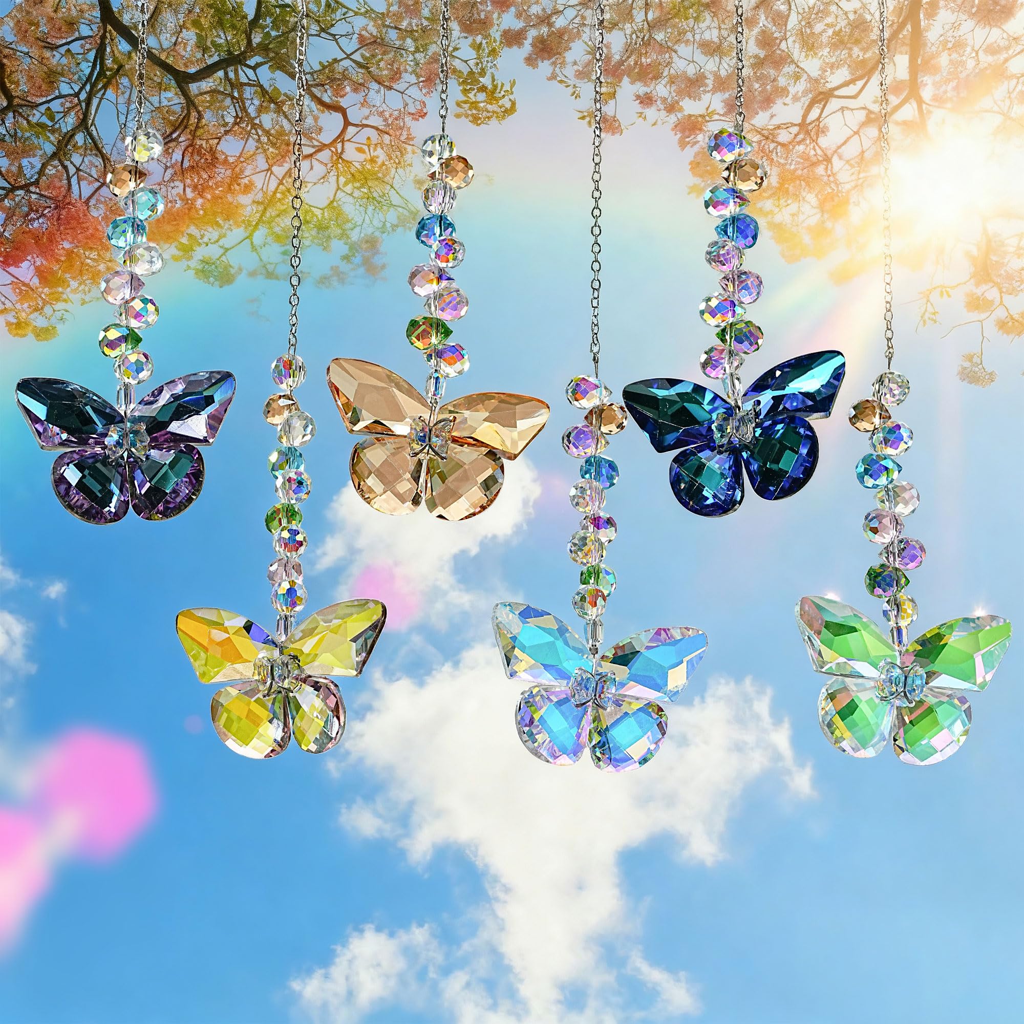 HDCRYSTALGIFTS crystal butterfly suncatcher pink crystal soft color accents