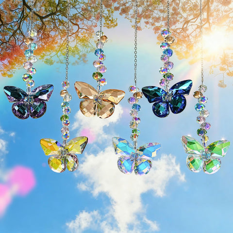 HDCRYSTALGIFTS crystal butterfly suncatcher pink crystal soft color accents