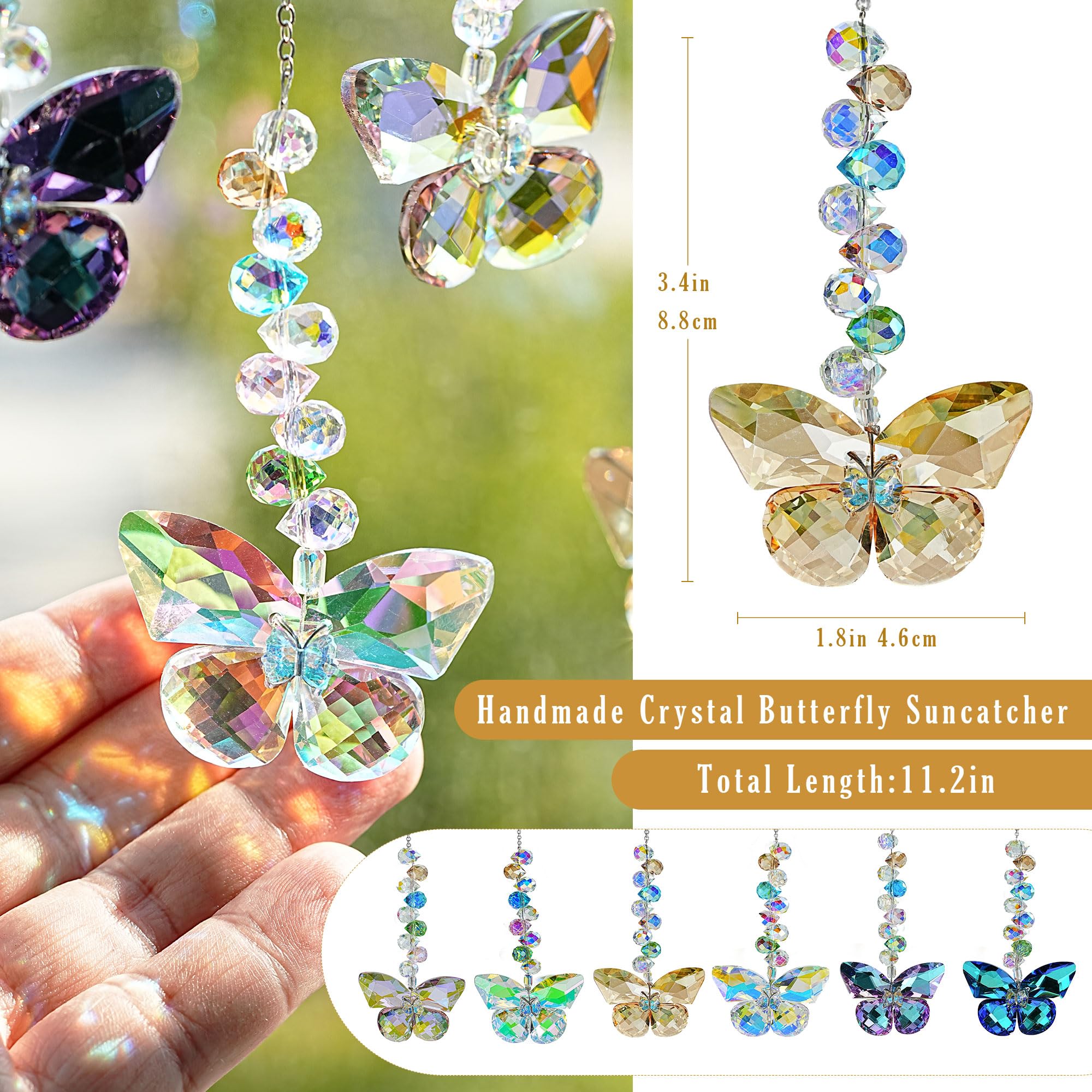 HDCRYSTALGIFTS crystal butterfly suncatcher red crystal adds warm glow to interiors
