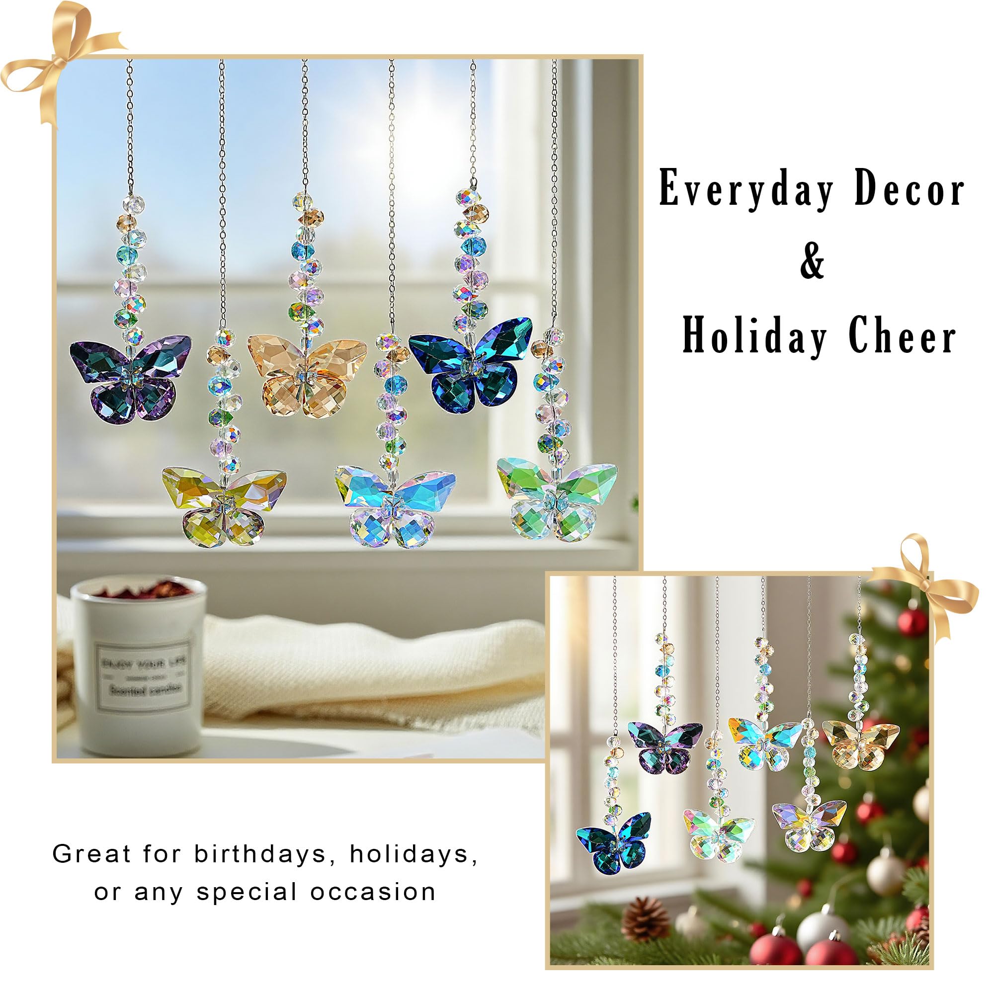HDCRYSTALGIFTS crystal butterfly suncatcher yellow crystal warm sunshine accents