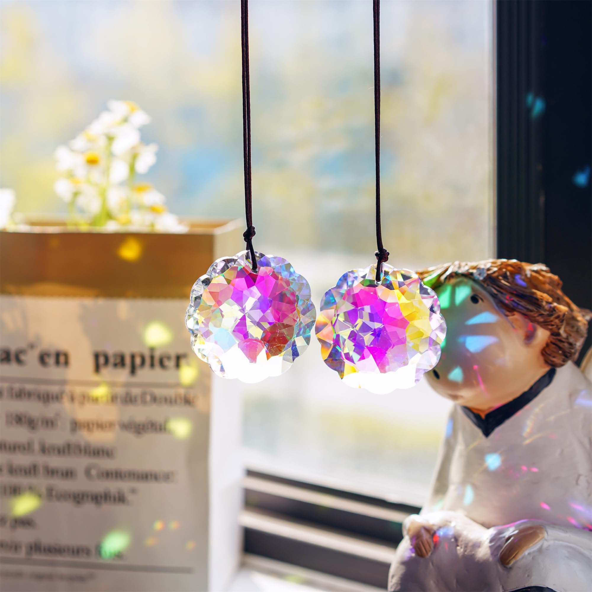 HDCRYSTALGIFTS Datura prism sparkling when sun shines through.