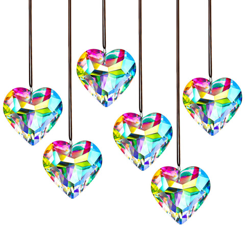 HDCRYSTALGIFTS crystal heart prism suncatcher reflecting sunlight into vivid rainbows