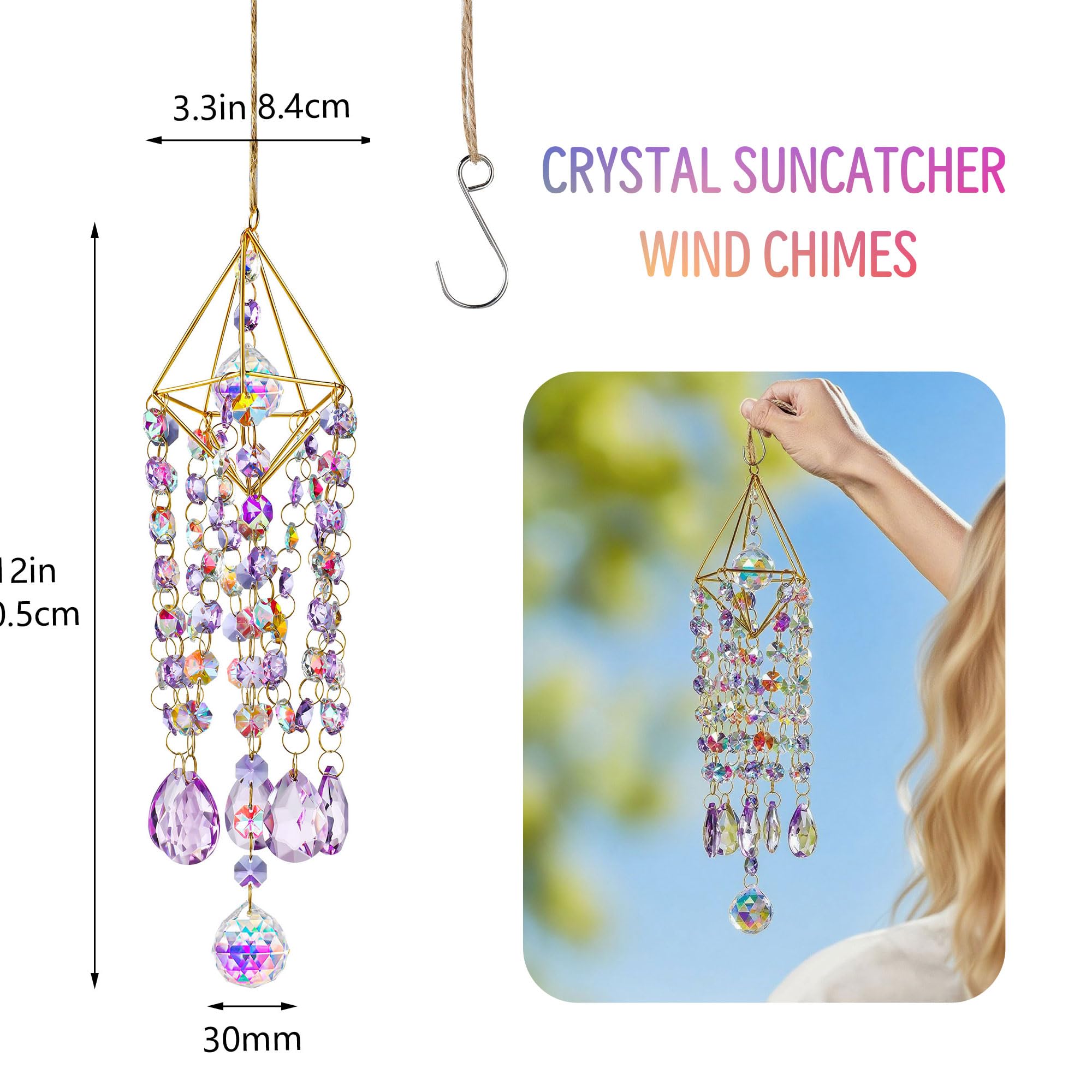 HDCRYSTALGIFTS crystal prisms closeup purple highlight intricate facets and sparkle