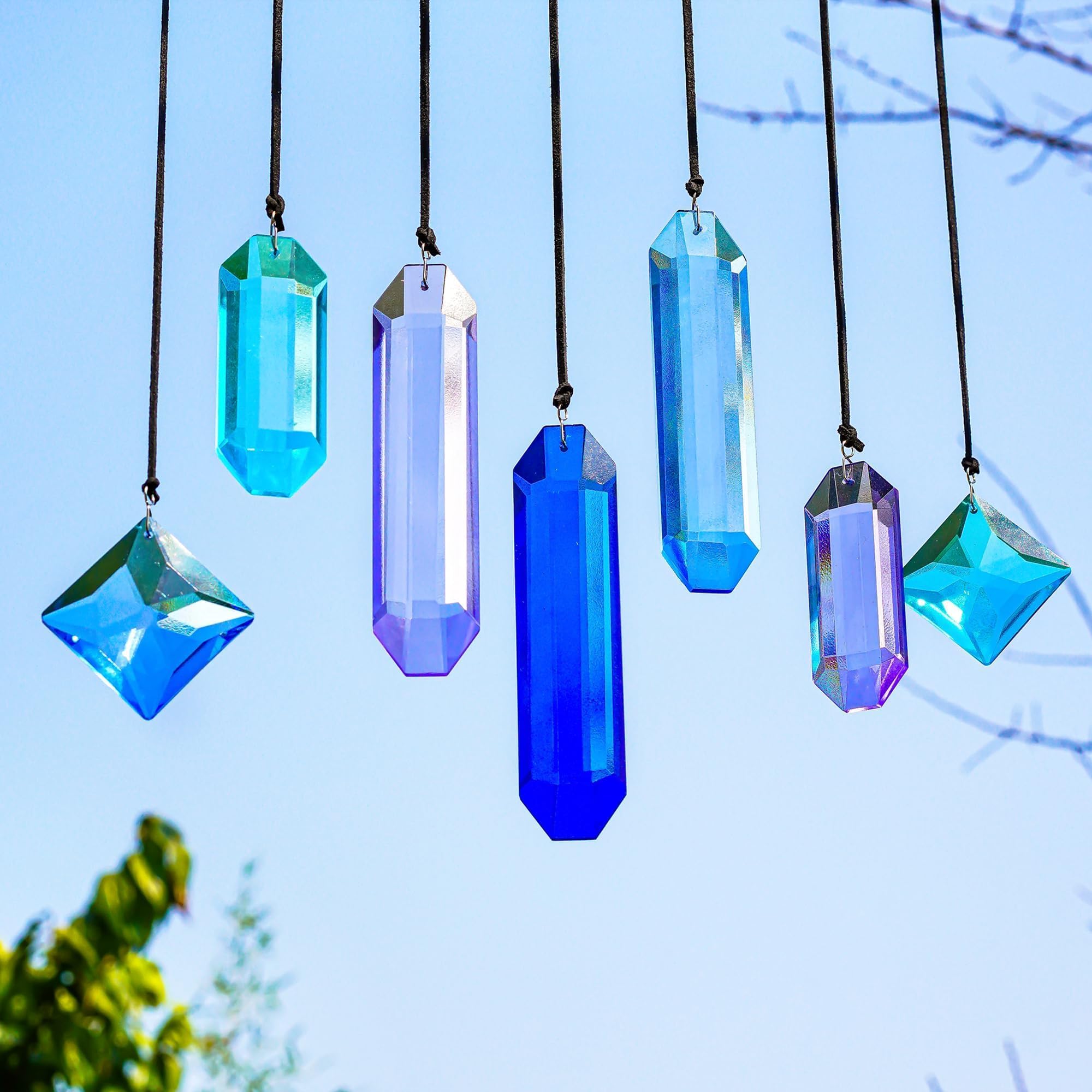 HDCRYSTALGIFTS Blue Dreams prism display reflects sunlight into living spaces beautifully.