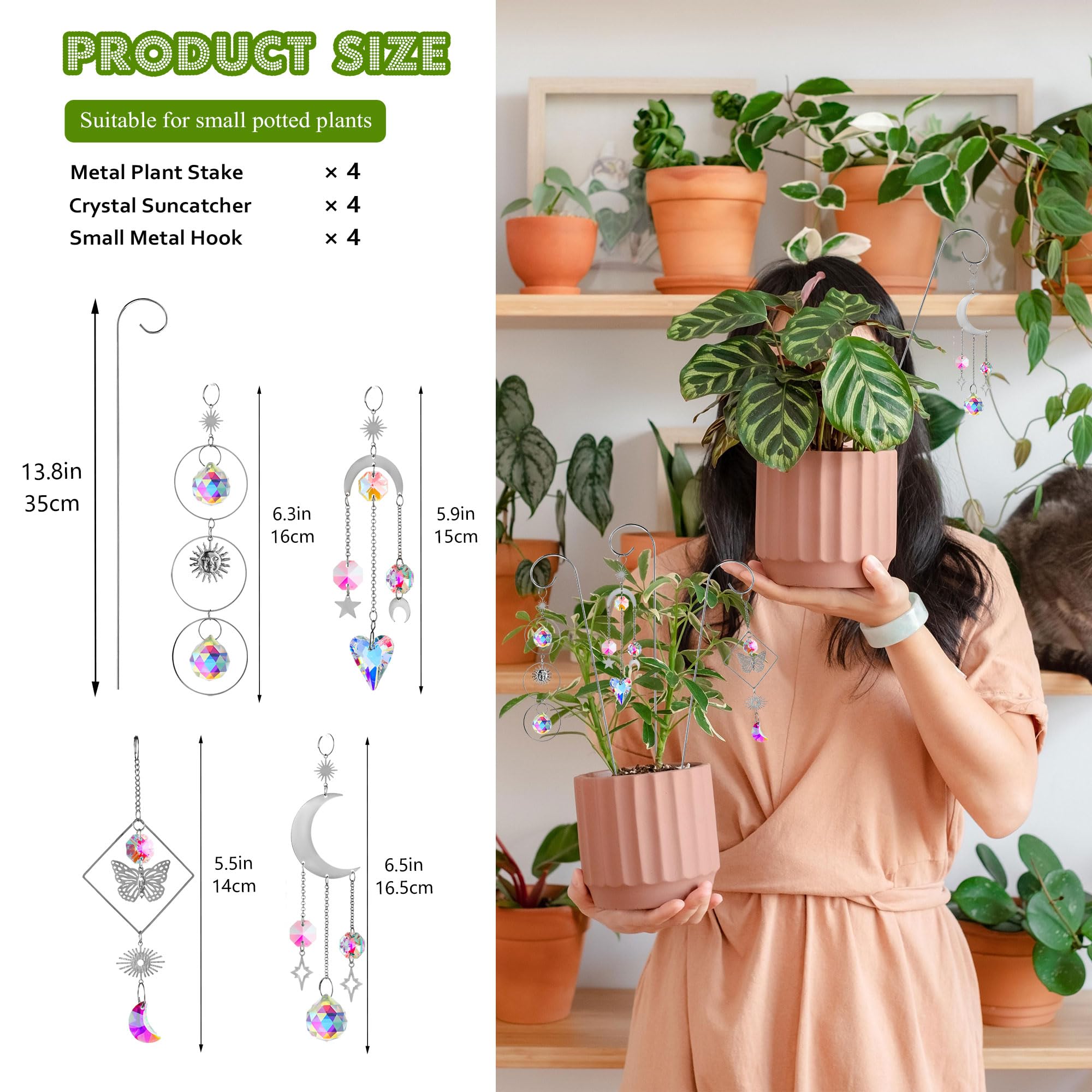 HDCRYSTALGIFTS crystal sun catchers with varying lengths for versatile plant displays.