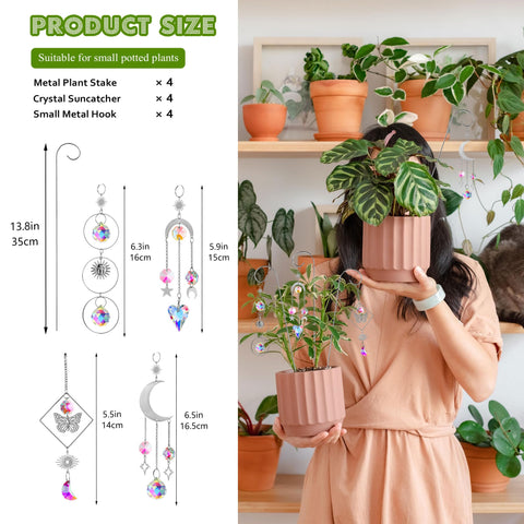 HDCRYSTALGIFTS crystal sun catchers with varying lengths for versatile plant displays.