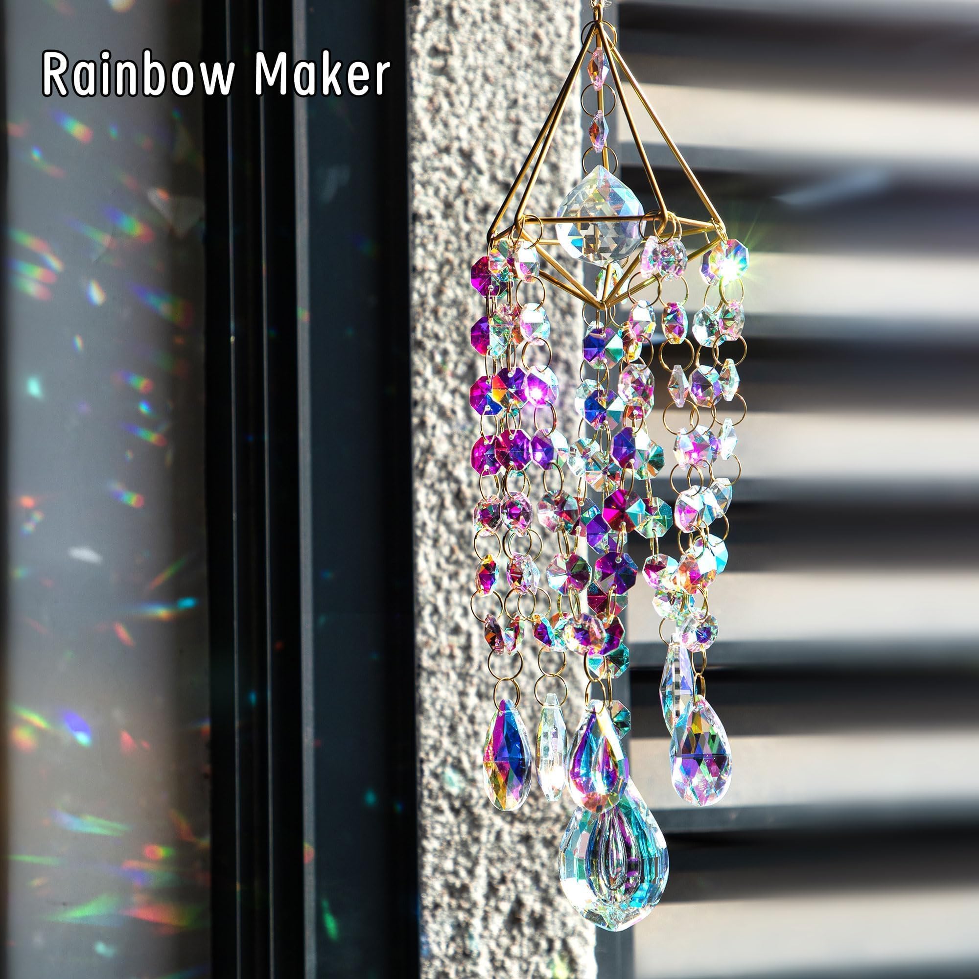 HDCRYSTALGIFTS gold-plated crystal suncatcher close-up adds window sparkle