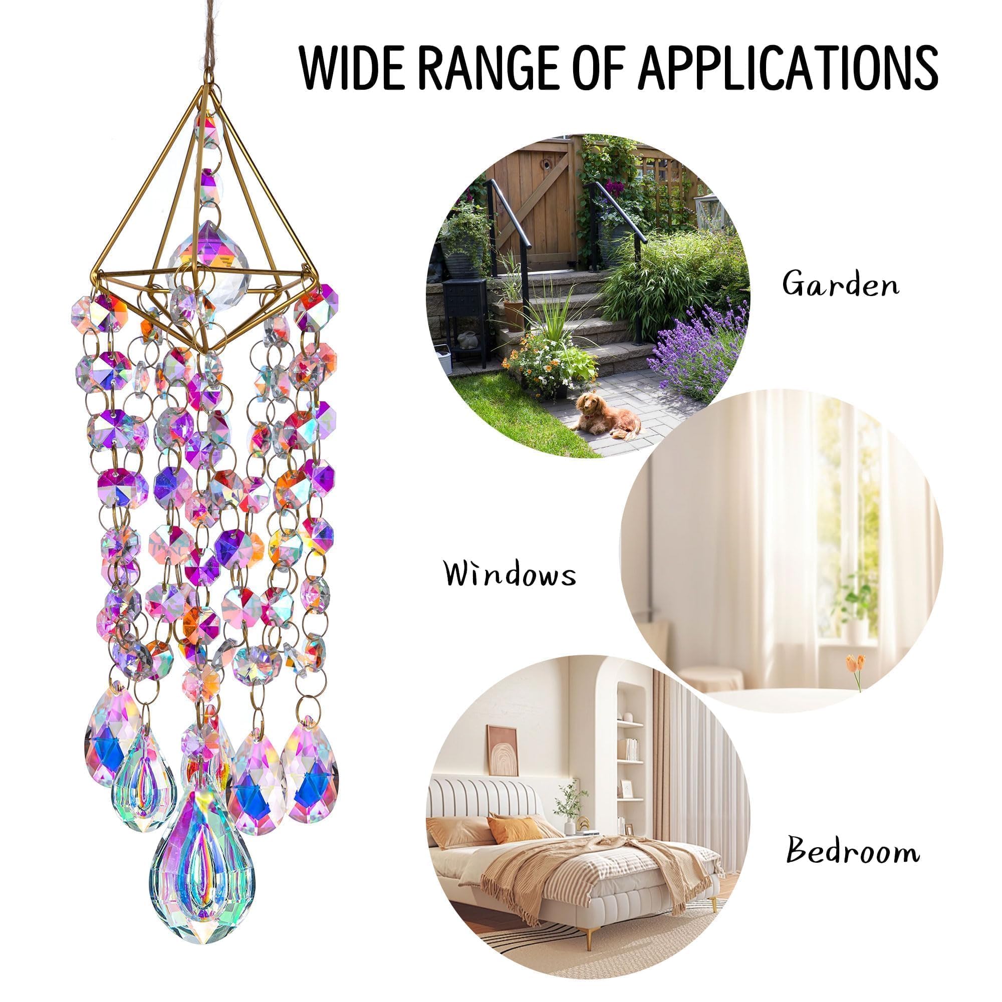 HDCRYSTALGIFTS rainbow reflections brighten sunlit windows and outdoor decor