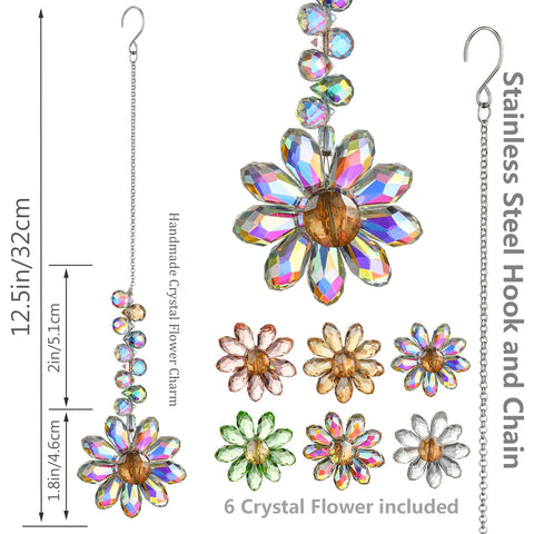 HDCRYSTALGIFTS crystal sunflowers hanging outdoors catch sun for vivid color play.