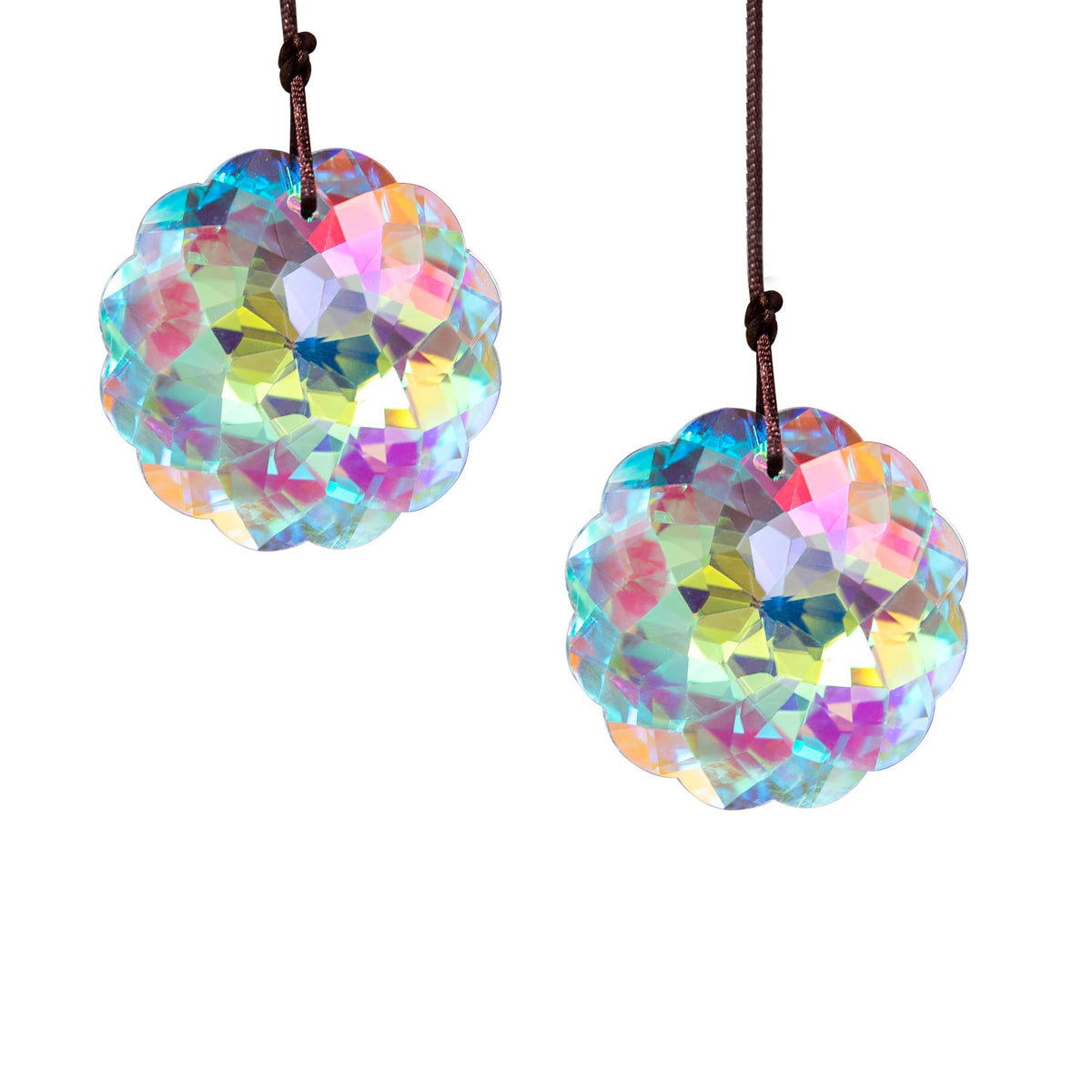 HDCRYSTALGIFTS Datura suncatcher pair creates tranquil rainbows in sunlit windows.