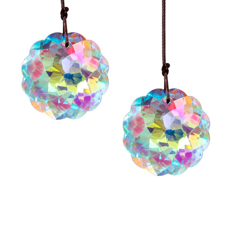 HDCRYSTALGIFTS Datura suncatcher pair creates tranquil rainbows in sunlit windows.