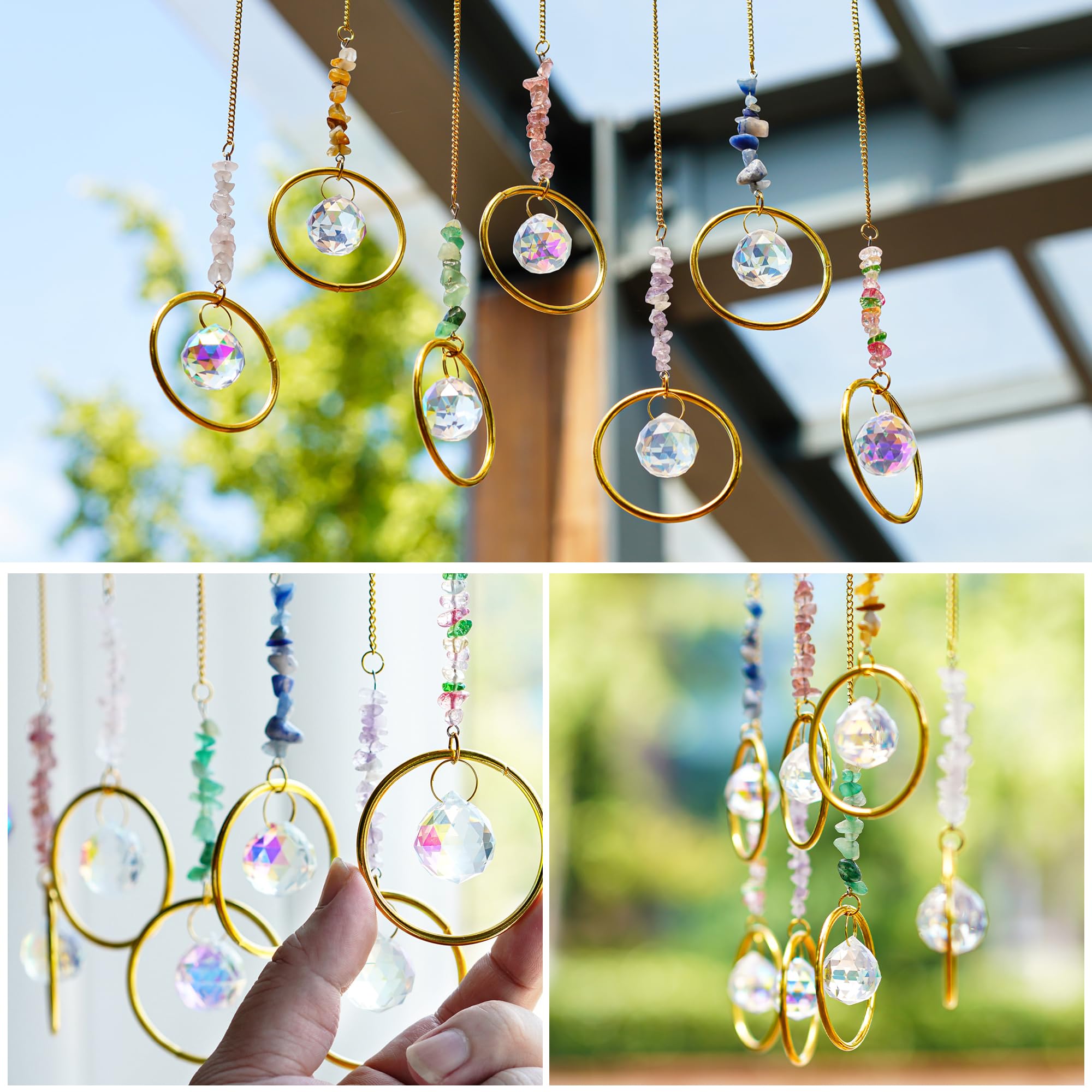 HDCRYSTALGIFTS Gold chain and S hook offer easy hanging.