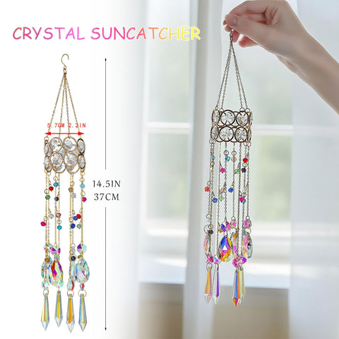HDCRYSTALGIFTS gold-plated crystal suncatcher hung in window adds warm color