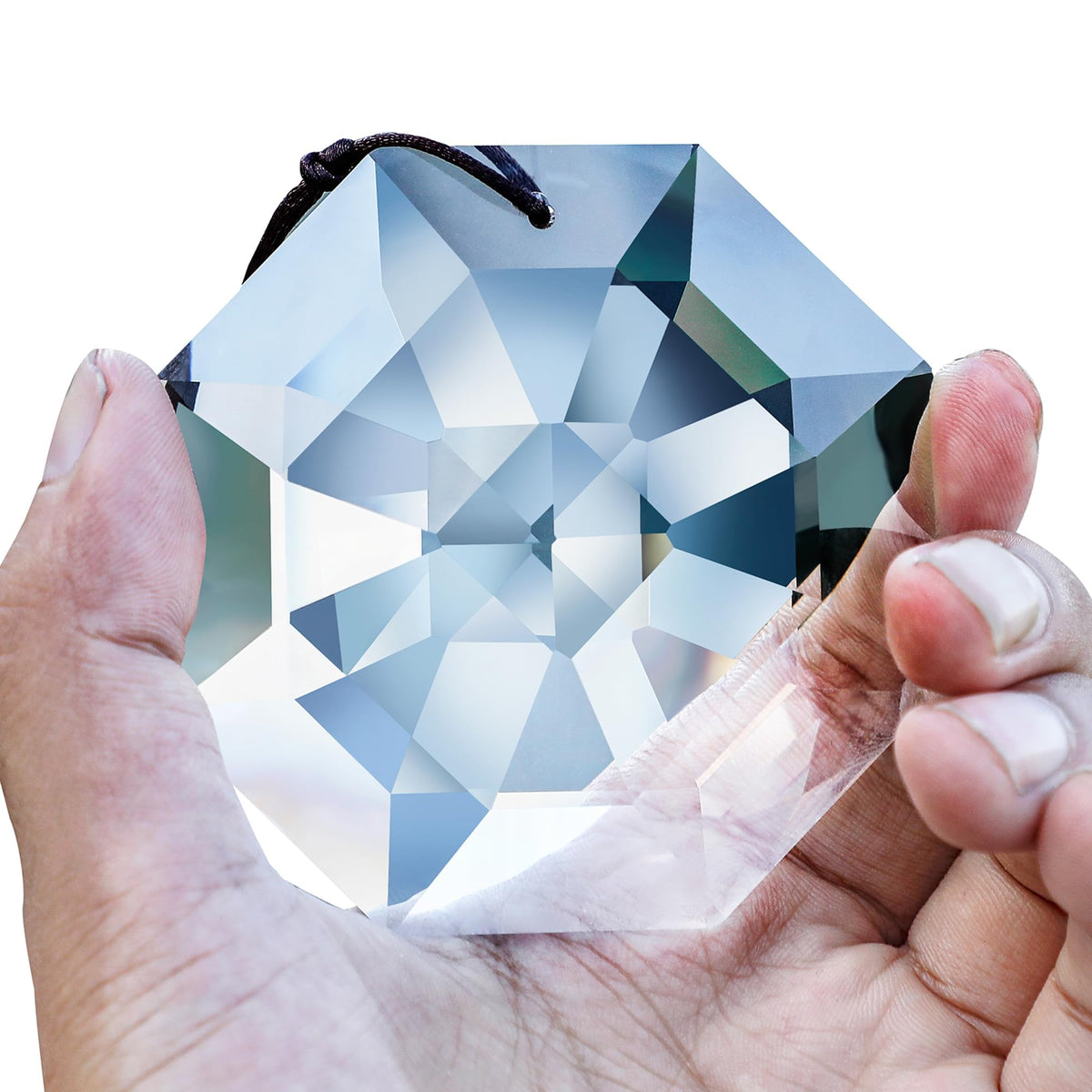 HDCRYSTALGIFTS large crystal octagonal sun catcher prisms brighten windows with rainbow reflections.
