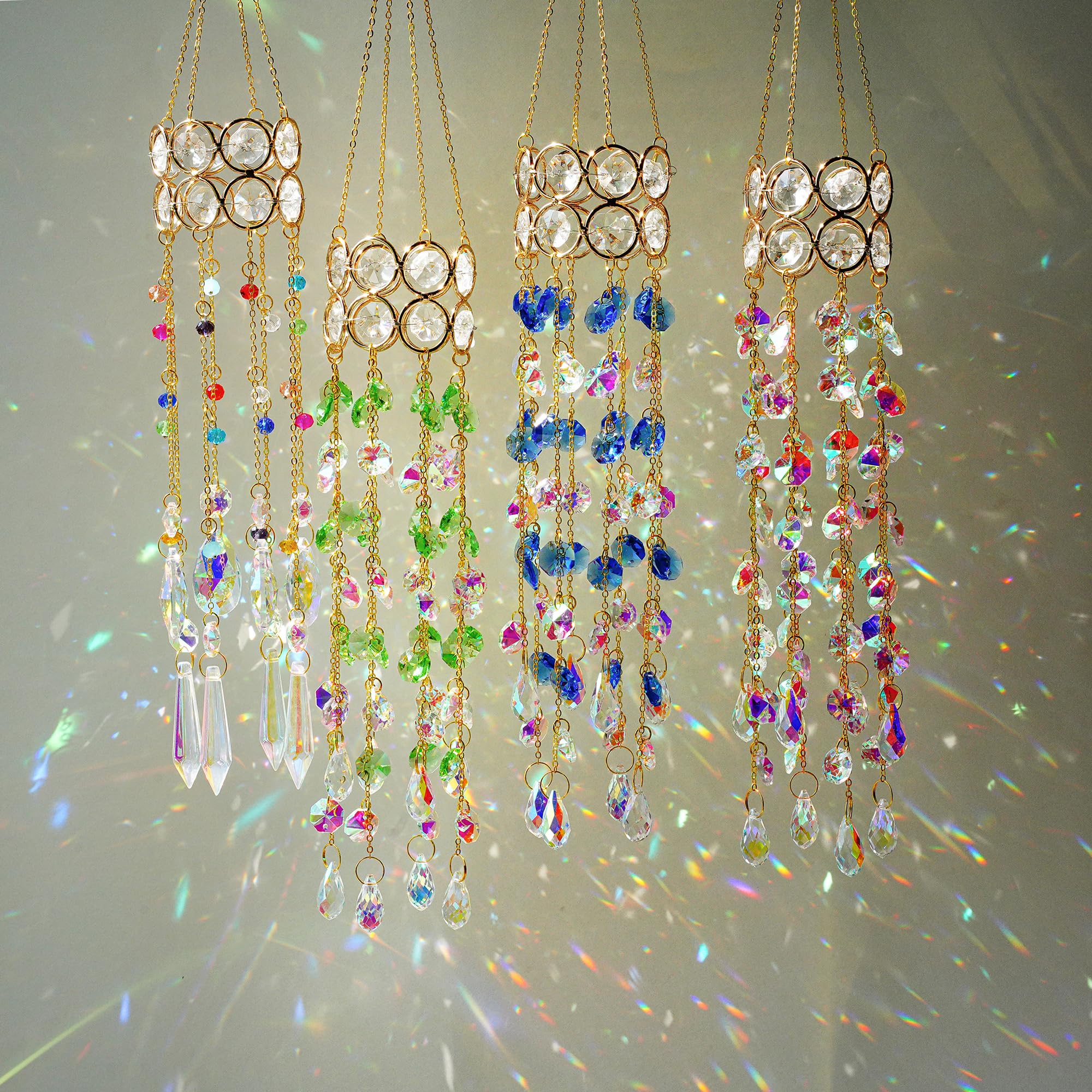 HDCRYSTALGIFTS hanging crystal decor for mirrors or doors reflects vibrant hues