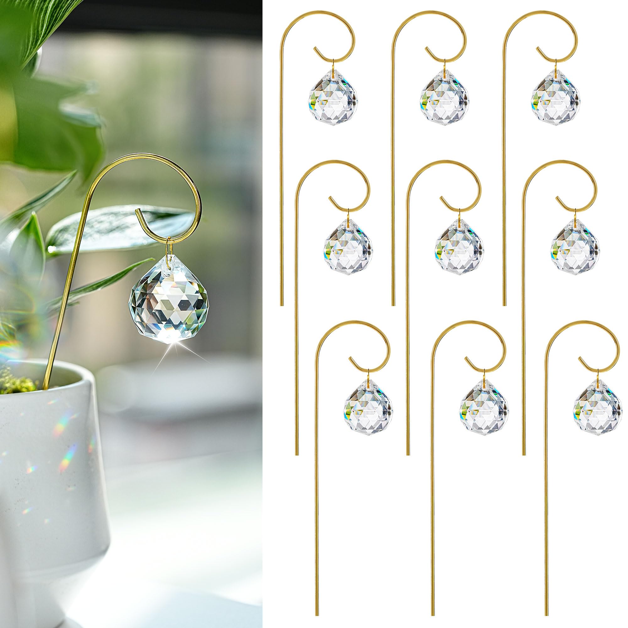 HDCRYSTALGIFTS plant trellis with crystal suncatchers brightens indoor displays.