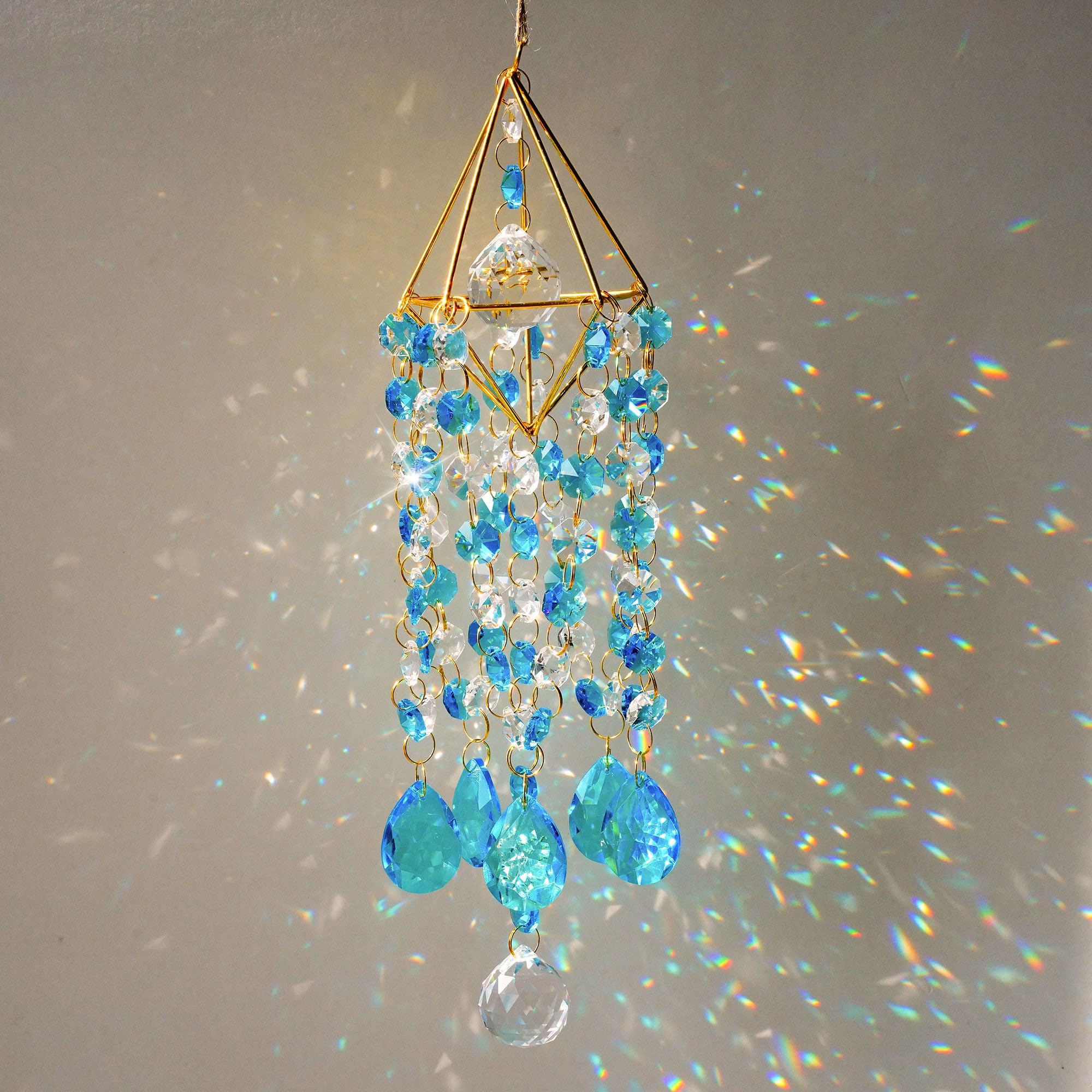 HDCRYSTALGIFTS rainbow diffraction through K9 crystals in morning sun