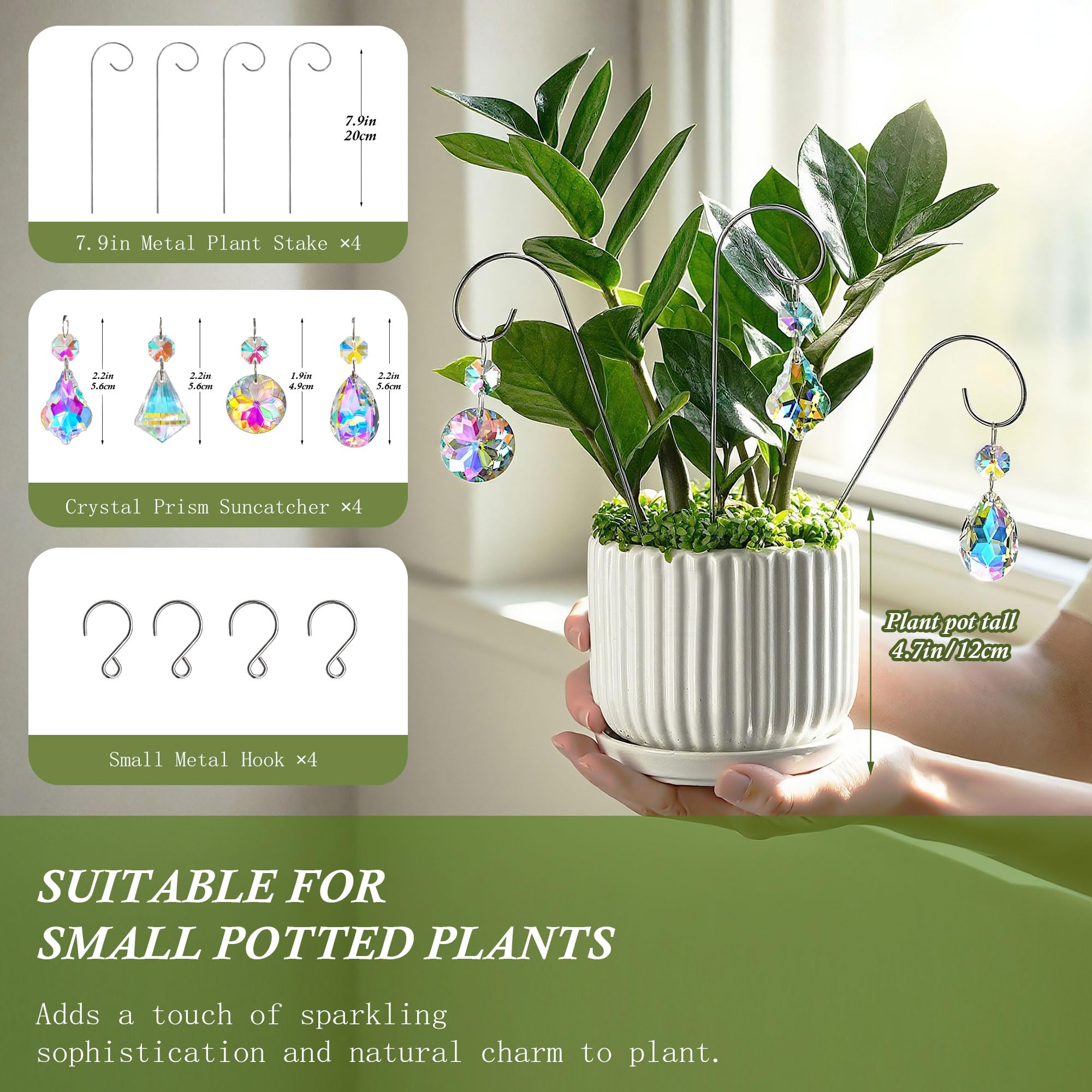HDCRYSTALGIFTS rainbow prisms brighten indoor plant displays with shimmering light