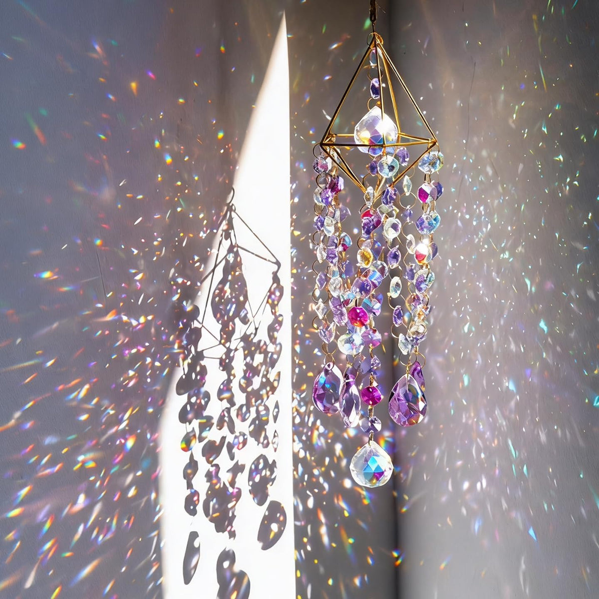 HDCRYSTALGIFTS rainbow maker suncatcher casts vivid rainbows through sunlit windows