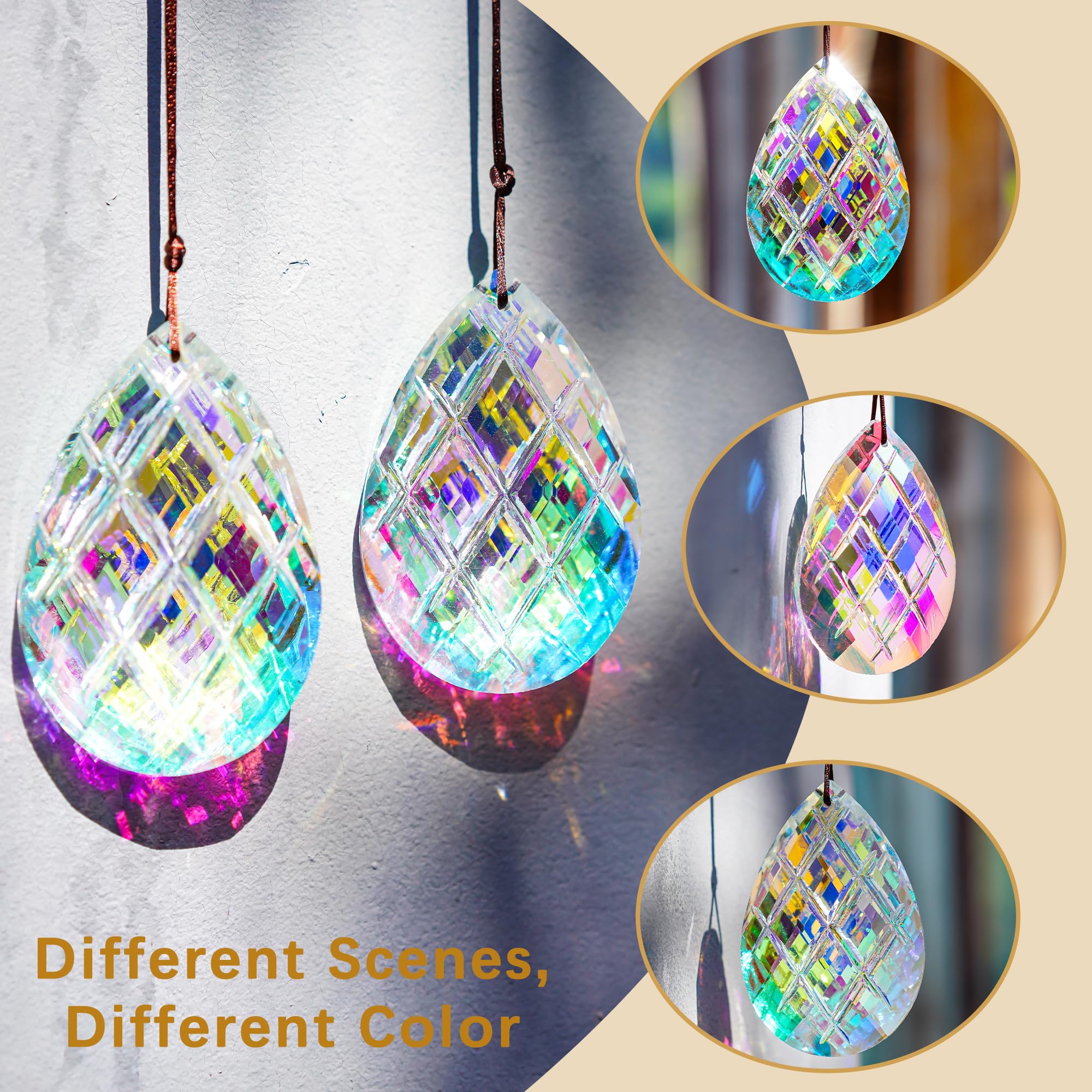 HDCRYSTALGIFTS AB prism catches sunlight on balcony for colorful rays.