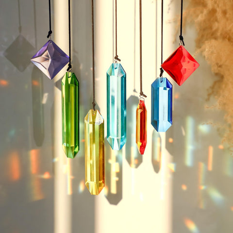 HDCRYSTALGIFTS rainbow prism window suncatcher casting colorful light