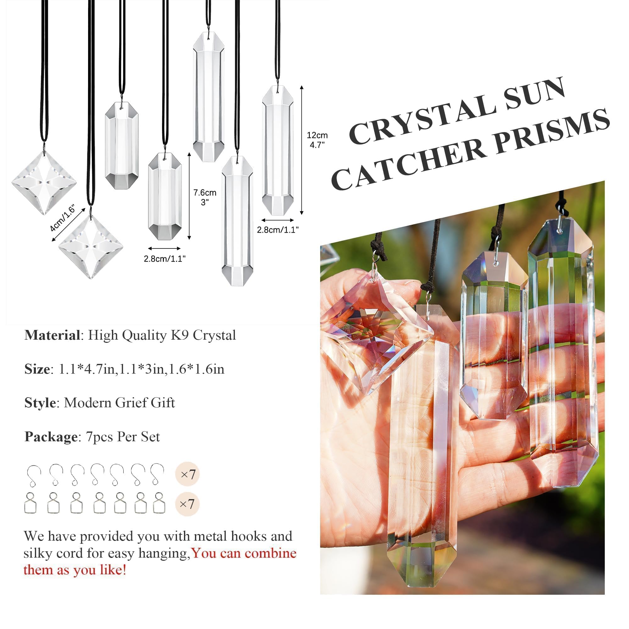 HDCRYSTALGIFTS clear prism sun catcher in a garden adding color to outdoor decor