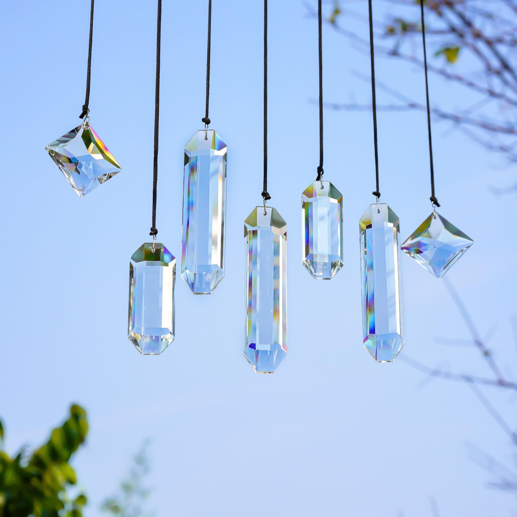 HDCRYSTALGIFTS seven prism set brightening balcony and windows with dazzling light